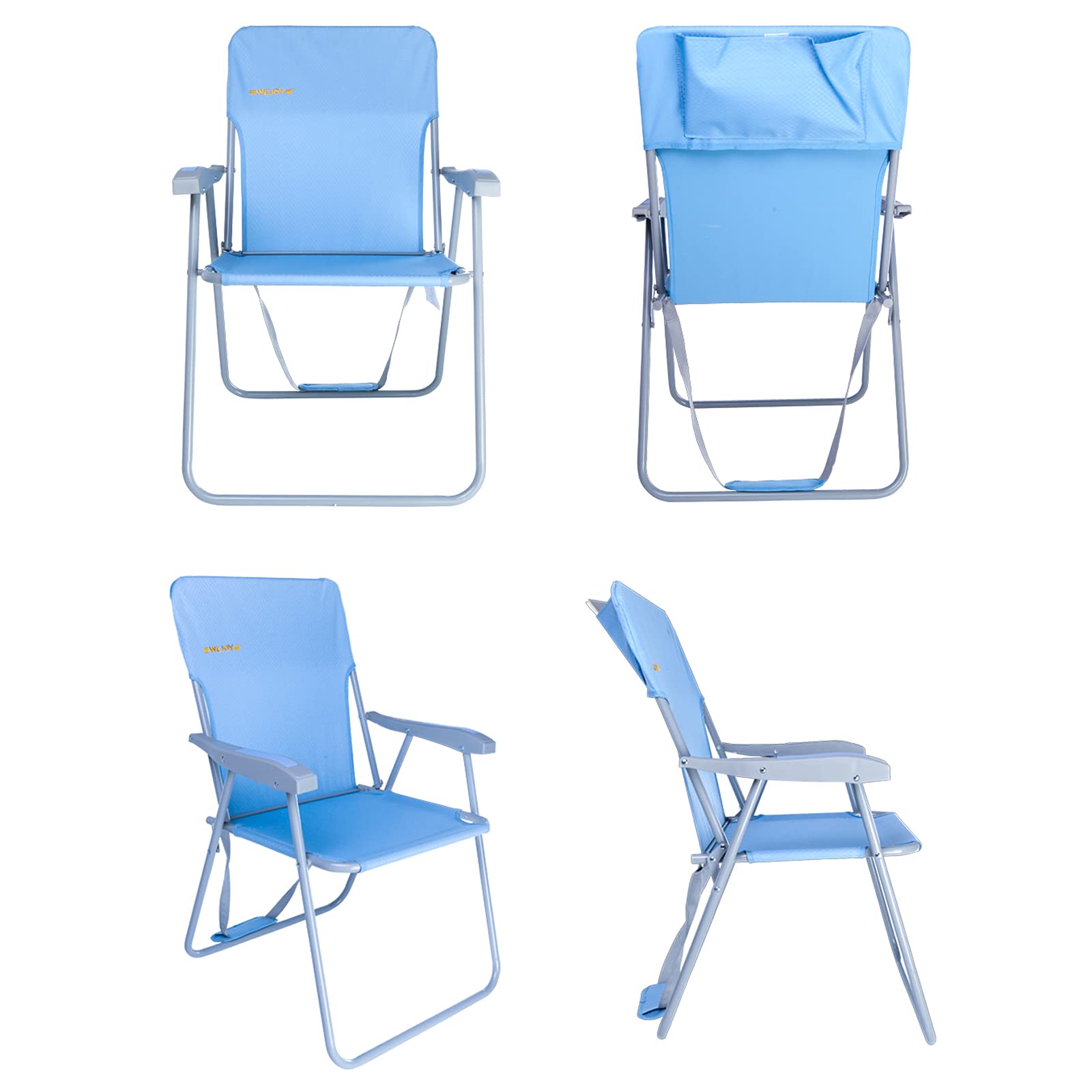 WEJOY Portable Beach Chair - Lightweight Foldable High Back Camping Chair with Shoulder Strap for Outdoor Activities, Supports 300lbs - Perfect for Camping, Hiking, Picnics, Fishing and Beach Relaxation