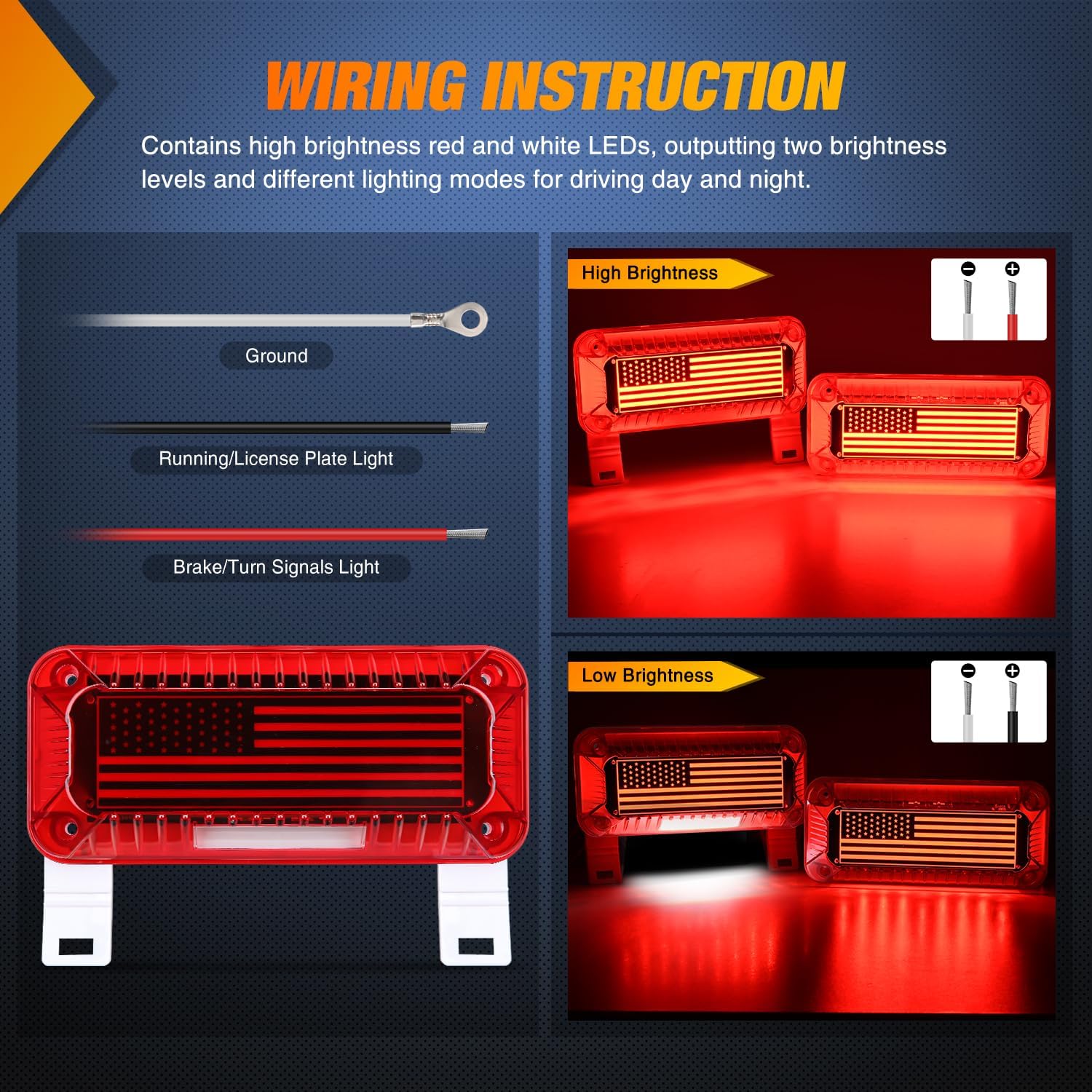 72 LED RV White License Plate Red Tail Lights - Durable & Bright LED Lights for Trucks, Trailers, Motorhomes - Perfect for Night Driving & Enhanced Safety