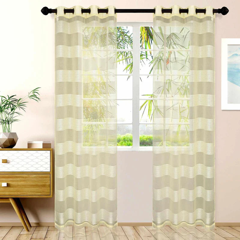 Dalisto 2-Pack Sheer Curtains with Rope Texture & Grommet Top for Living Room, Bedroom - Light Filtering Window Drapes for Home Decor