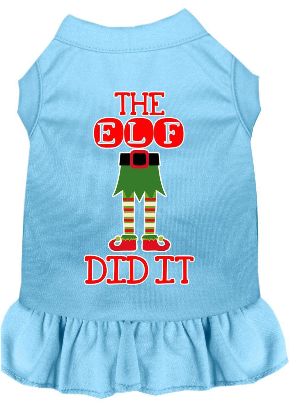 Funny Christmas Pet Dog & Cat Dress - 'The Elf Did It' Screen Printed Bright Pink Costume for Small Pets (10-14 lbs) | Perfect for Holiday Parties & Festive Photos