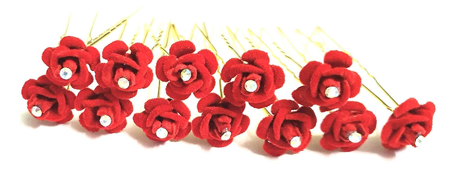 Bridal Hair Pins Set of 12 - Rose Jura Metal Hair Accessories for Women | Wedding & Party Use