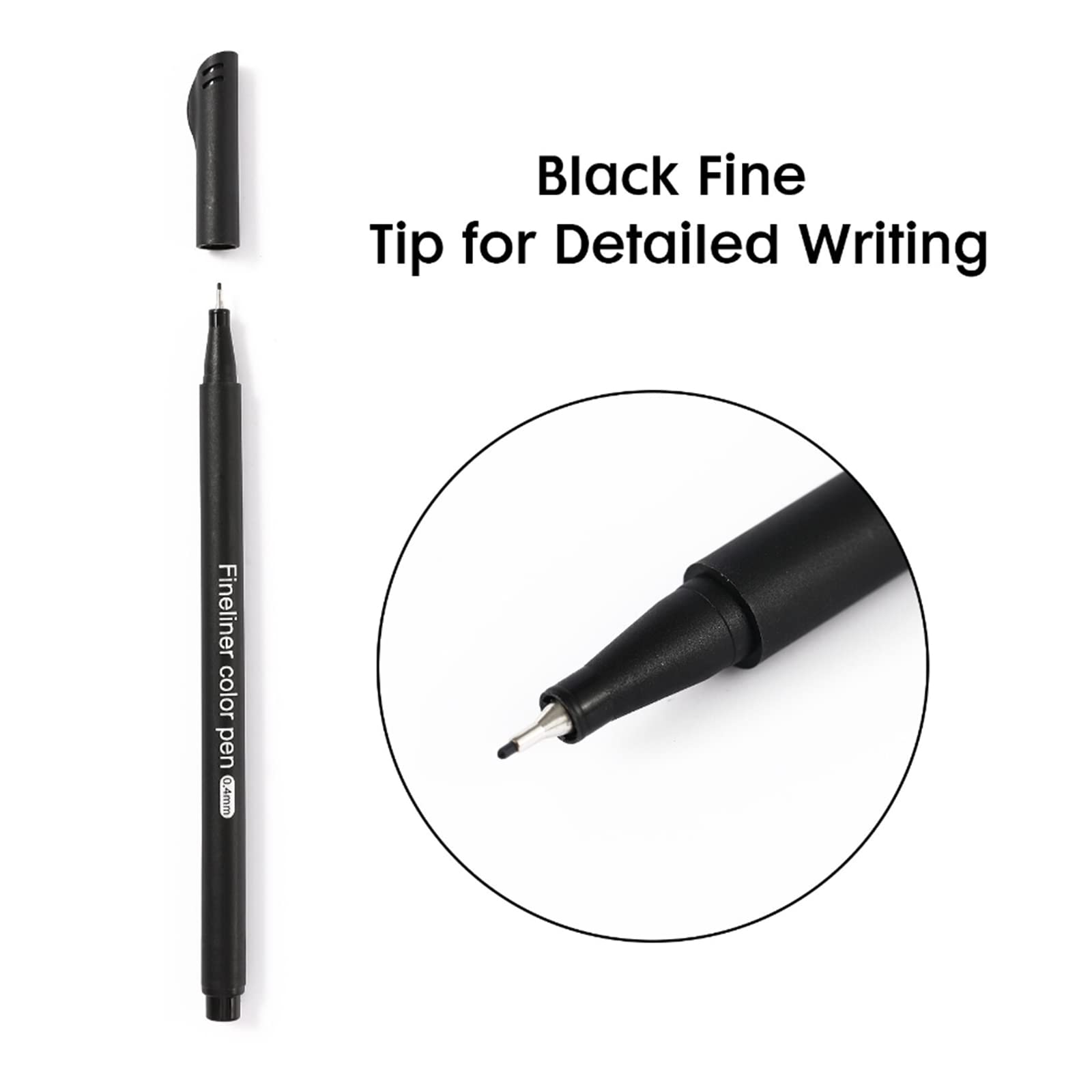RIANCY 24 Pack Black Ink Fineliner Pens - Fine Tip Markers for Journaling, Note Taking, Office & School Supplies | Perfect for Teachers, Students, Journal Planners & Back to School Essentials