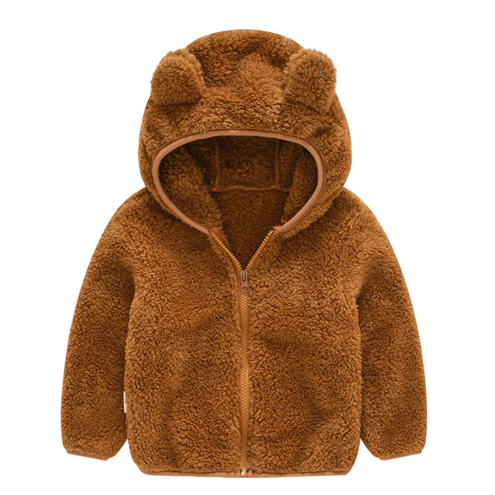 Adorable Baby Boys & Girls Fleece Hooded Jacket with Bear Ears - Winter Warm Snowsuit Zip-Up Jumpsuit Romper for Toddlers | Perfect for Outdoor Play, Snow Days & Cozy Winter Adventures
