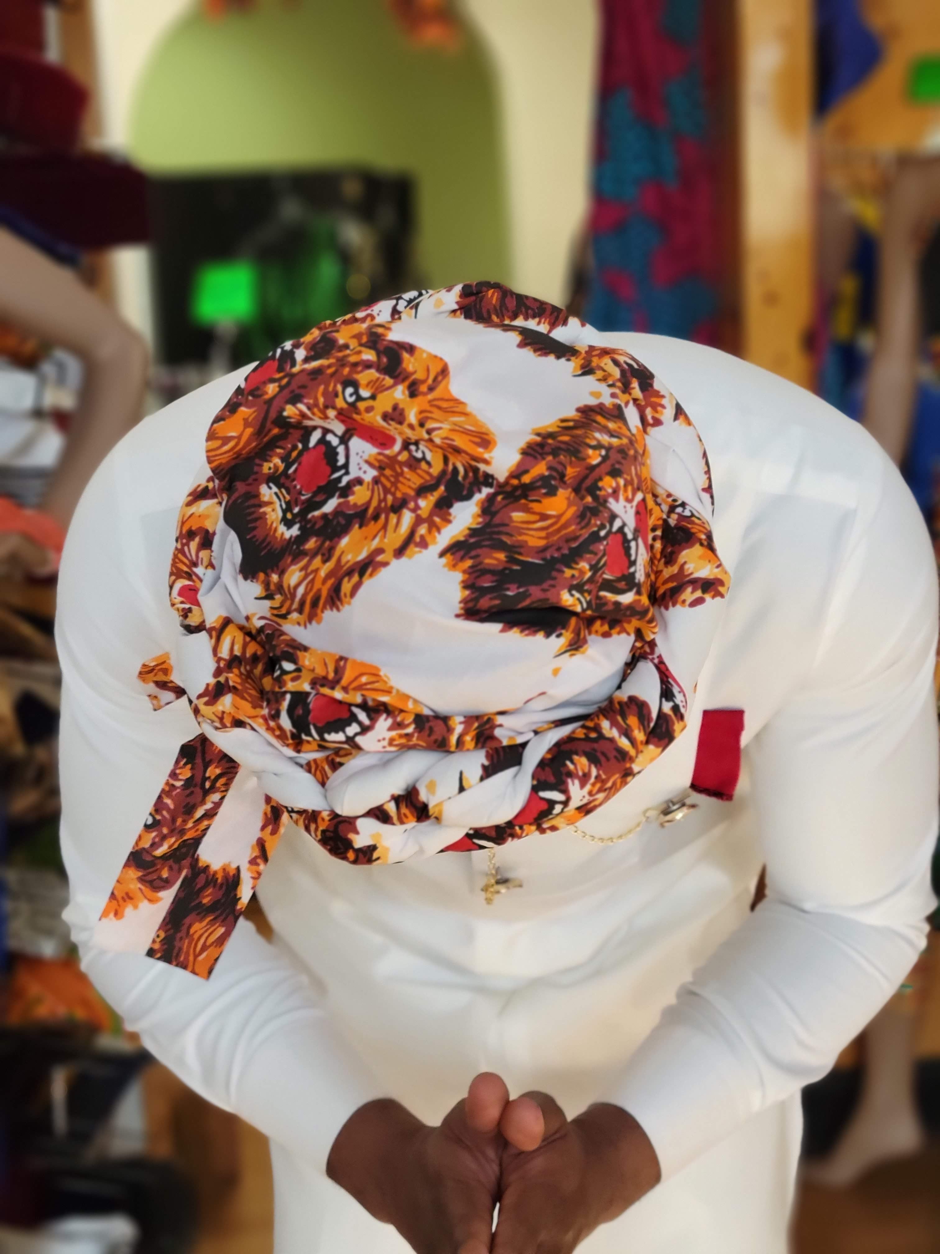 Lion Kingful Udom African Turban Headwrap for Women - Stylish & Versatile Headscarf for Cultural Events, Weddings, and Everyday Fashion