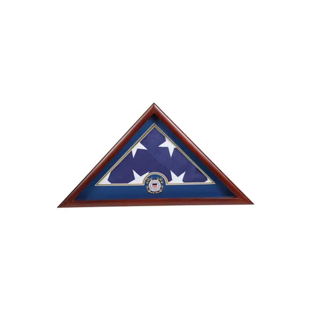 Premium US Flag Display Case with Coast Guard Medallion - American Flag Shadow Box for Military Veterans, Patriotic Home Decor & Office Display
