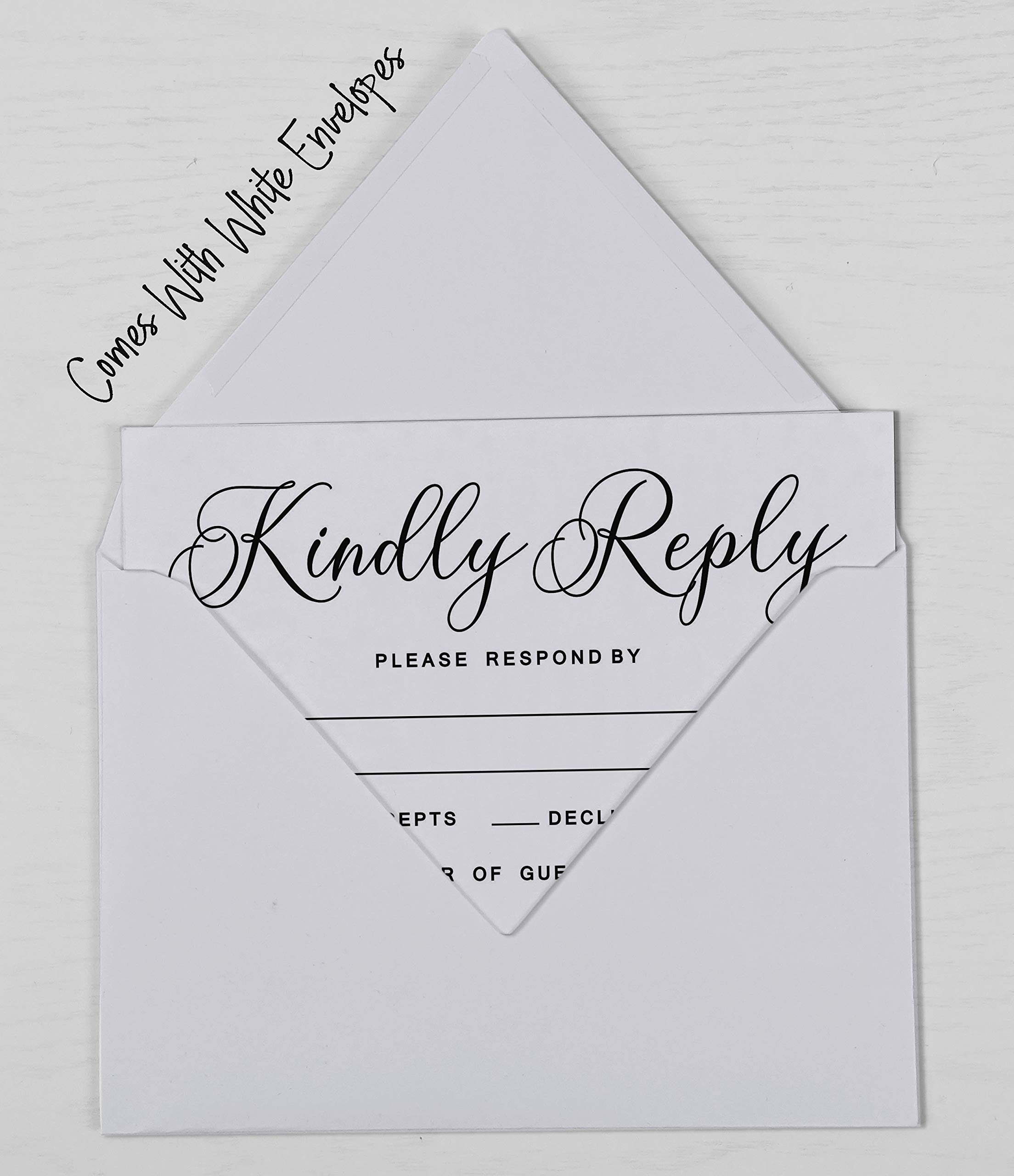 50 Blank RSVP Cards with White Envelopes - Elegant Wedding Response Cards for Invitations, Rehearsal Dinner, Baby Shower & Bridal Shower - Perfect for Engagement Parties and Special Events