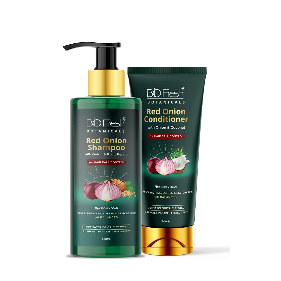BioFresh Botanicals Red Onion Shampoo & Conditioner Set for Hair Growth & Hair Loss Prevention - Sulfate Free for All Hair Types (2-Pack) | Daily Hair Care for Thicker, Healthier Locks