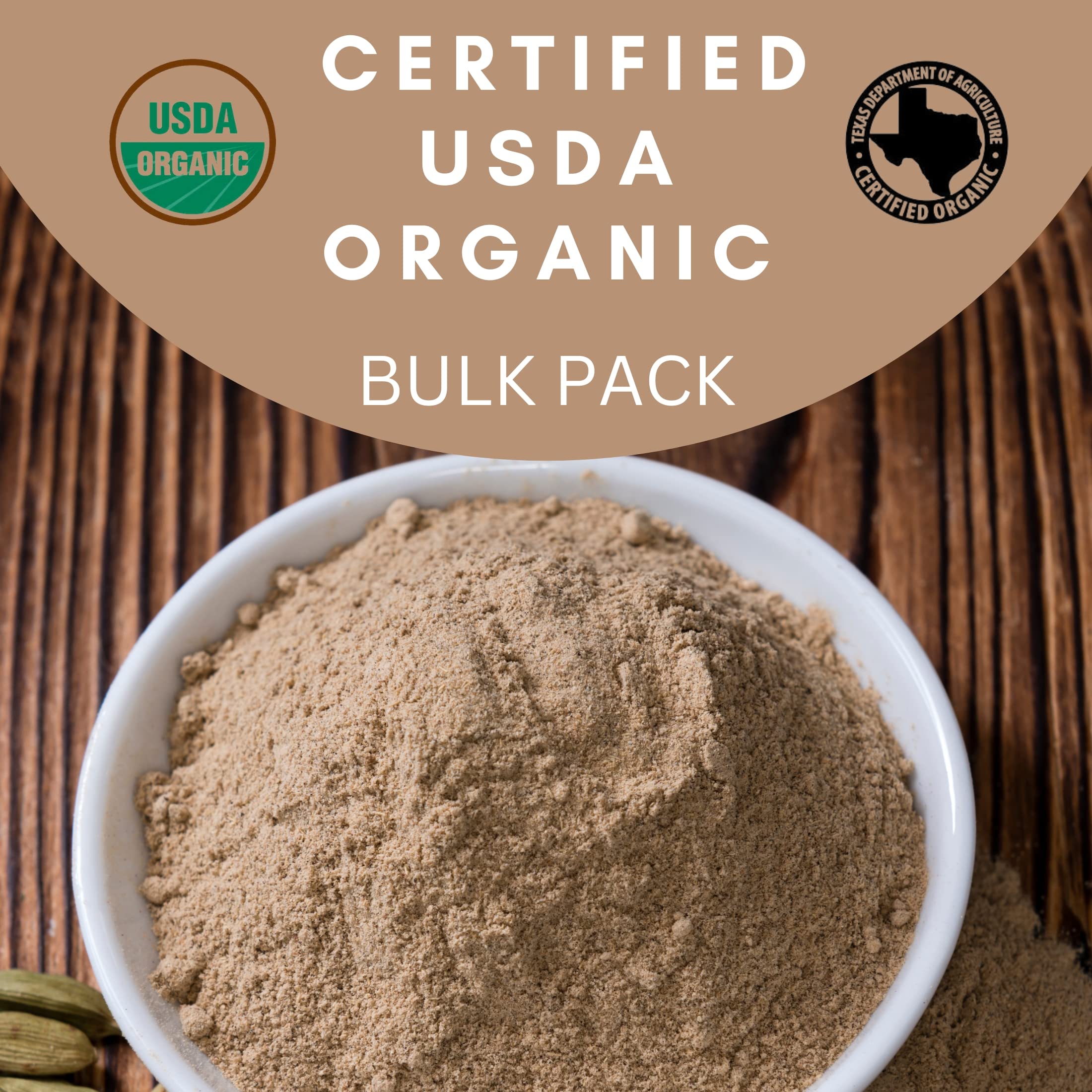 Organic Cardamom Powder 10 LBS (160 oz) - USDA Certified, Non-GMO, Vegan - Perfect for Coffee Flavoring, Baking, Cooking & Tea - Bulk Spice for Indian, Middle Eastern & Scandinavian Cuisine - Ideal for Home Chefs & Commercial Kitchens