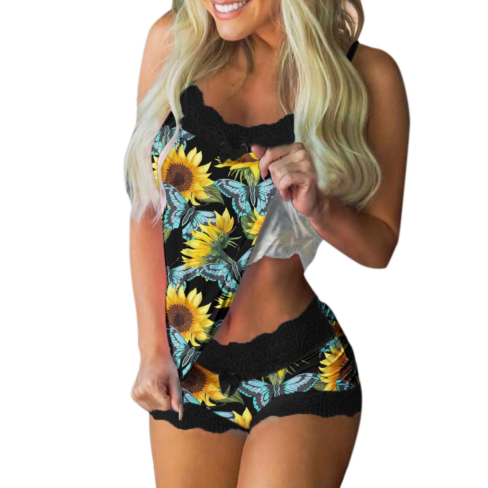Women's Sleeveless Lace Pajama Set - Summer Sleepwear for Comfort