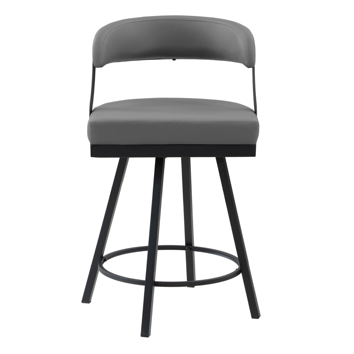 Modern Industrial Grey Swivel Counter Height Bar Stools - Set of 2 for Kitchen Island, Breakfast Nook & Home Bar