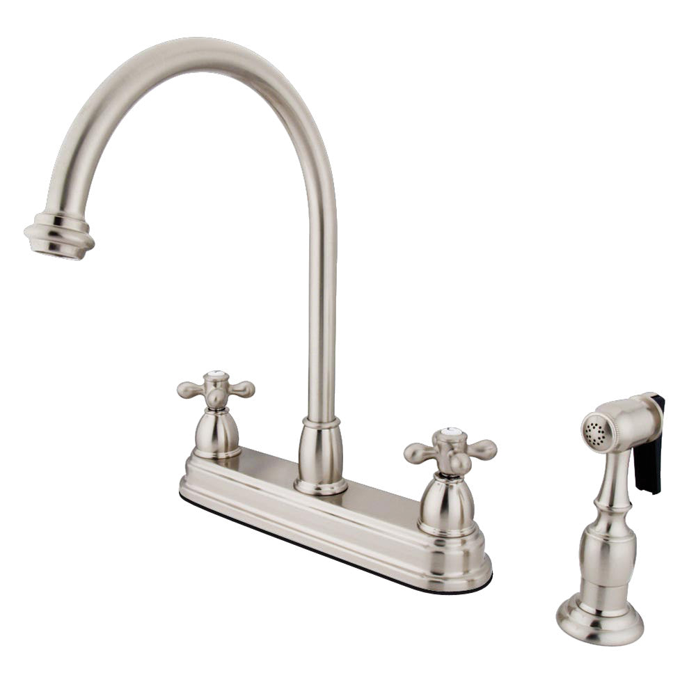Kingston Brass KB3752AXBS Restoration Centerset Kitchen Faucet - High Arc Pull Down Sprayer, Oil Rubbed Bronze Finish, Commercial Grade for Modern Farmhouse & Restaurant Kitchens