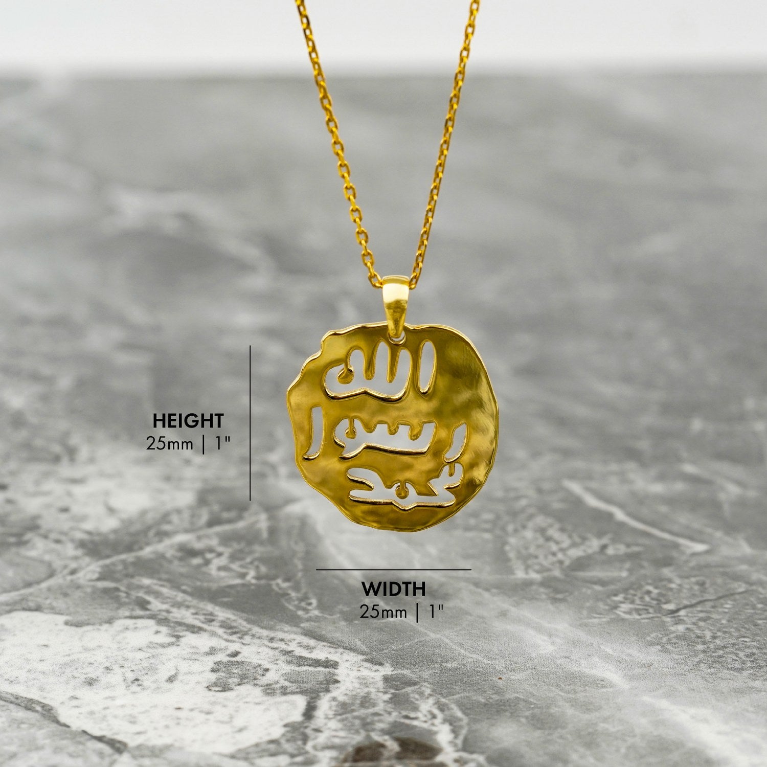 Authentic Seal of Prophet Muhammad 18K Gold Plated Silver Pendant - Islamic Jewelry for Men & Women - Perfect for Ramadan, Eid Gifts & Daily Wear