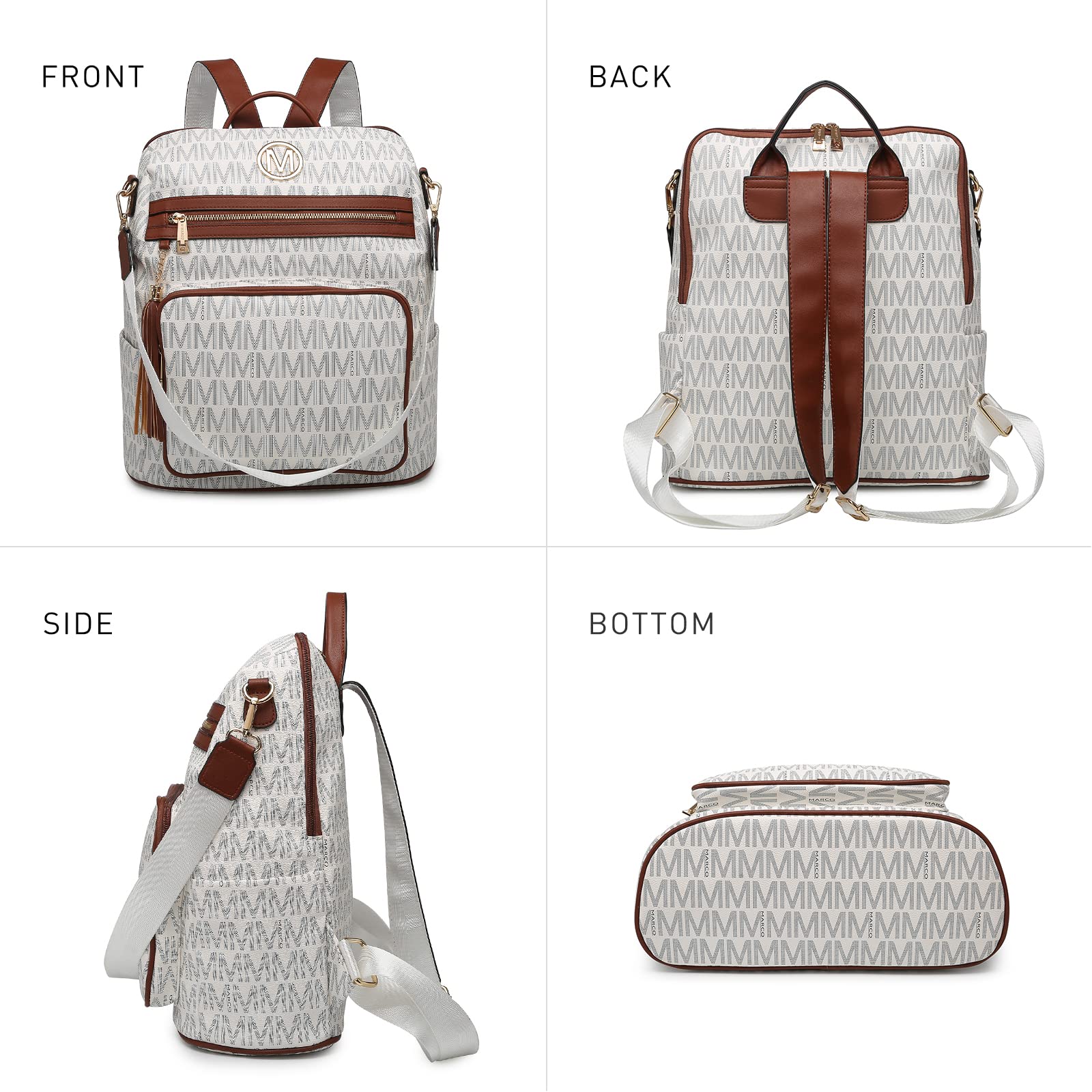 MKP COLLECTION Women's Fashion Backpack Purse - Convertible Large Rucksack Shoulder Bag with Tassel | Versatile Travel, Work & School Backpack for Women | Stylish Handbag Set for Everyday Use