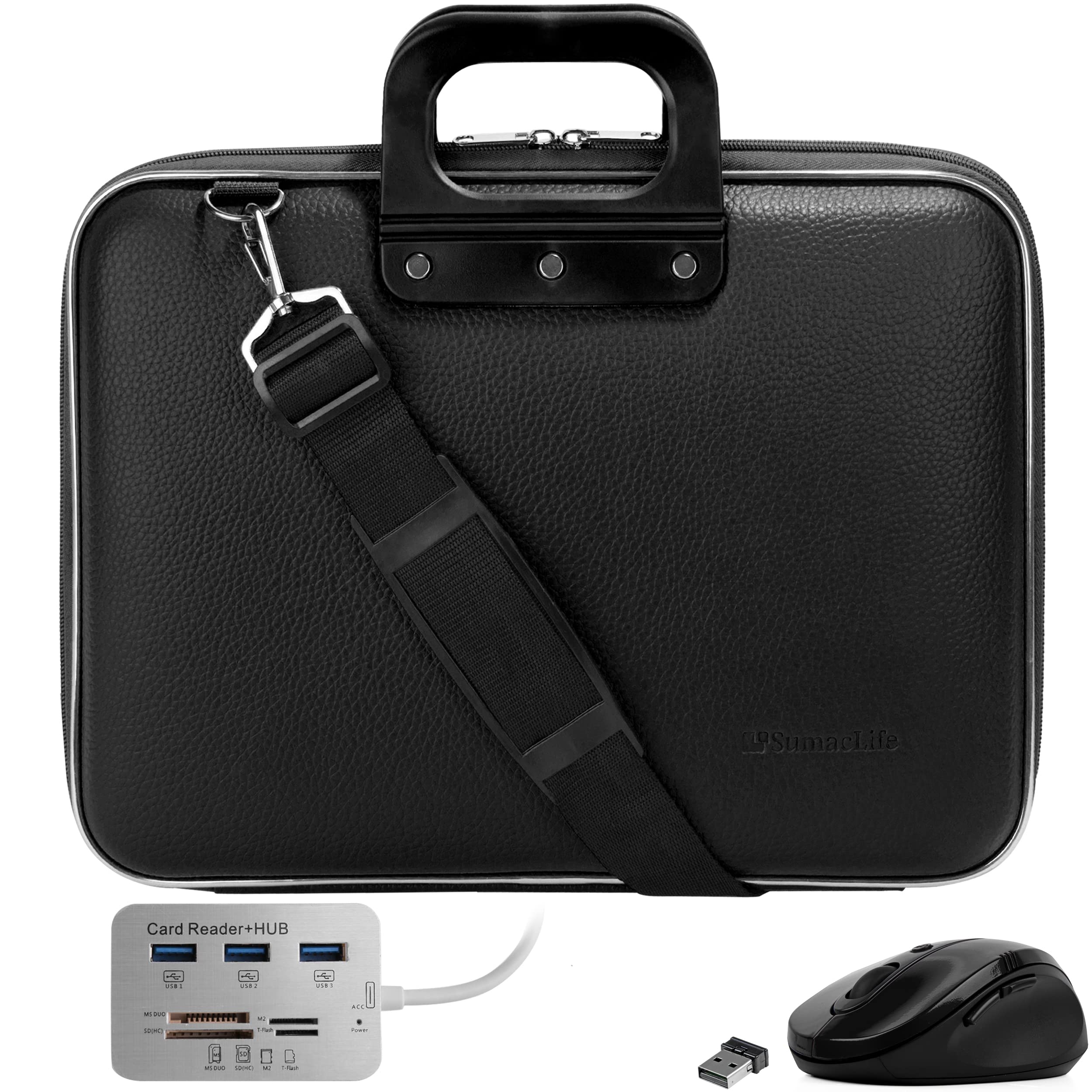 USB Hub, Wireless Mouse & 15.6 Inch Black Laptop Bag for Gateway Performance Notebook - Perfect for Office, Travel & School Accessories