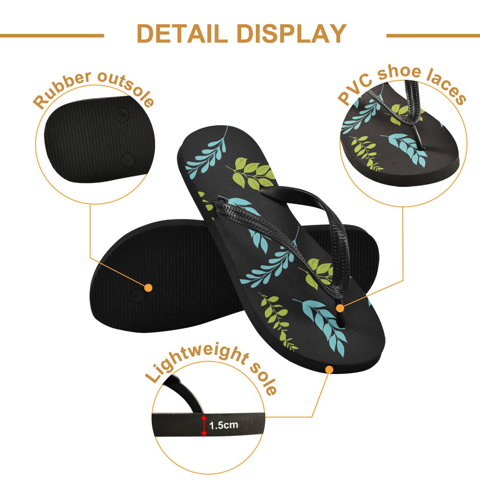 Women's & Men's Floral Leaf Flip Flops - Comfortable Summer Beach Sandals with Non-Slip Sole | Perfect for Garden, Poolside, Vacation & Casual Wear (Green/Blue)