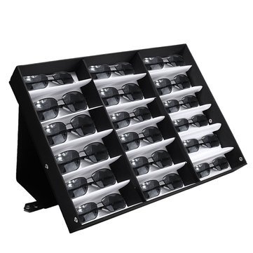 Stylish 18-Slot Sunglasses & Reading Glasses Display Stand with Storage Case - Perfect for Retail Stores, Optical Shops, and Home Organization