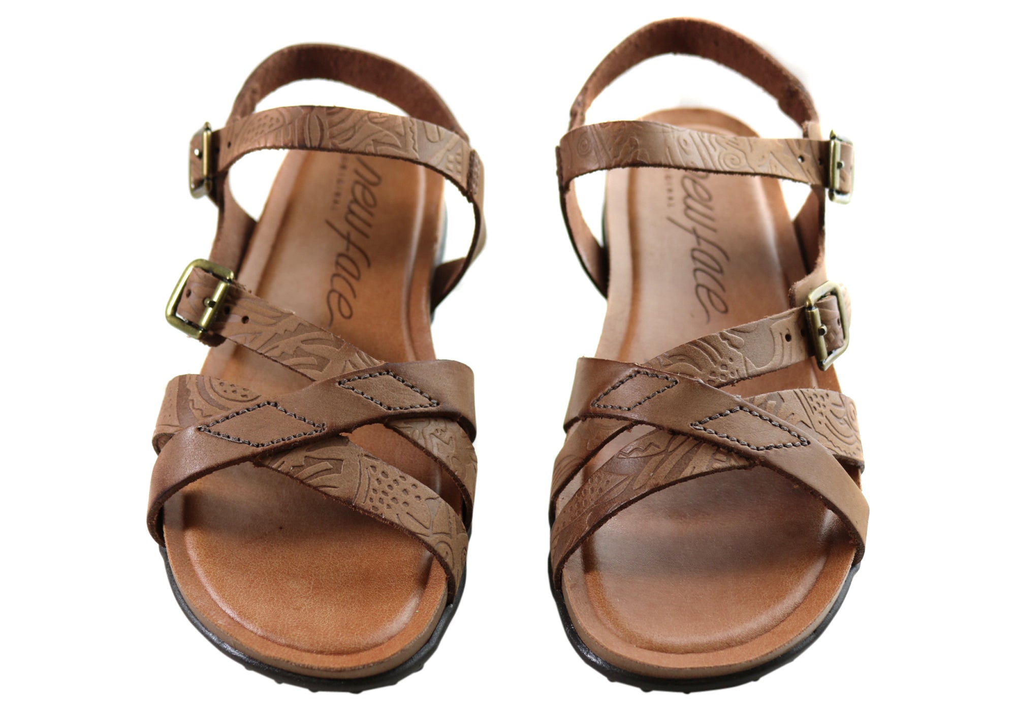 New Face Island Women's Comfortable Leather Sandals - Handmade in Brazil - Perfect for Beach Vacations & Summer Outfits