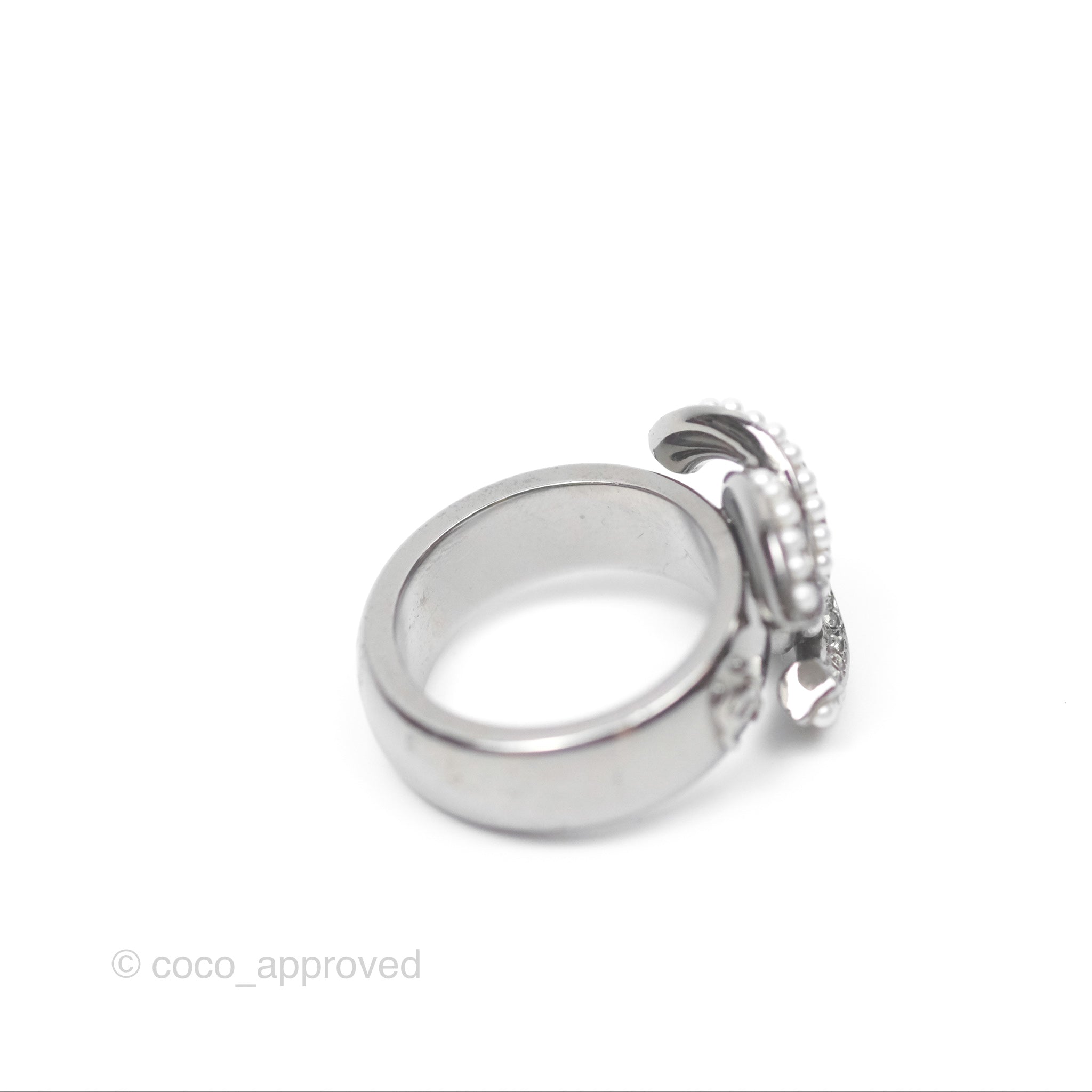 Chanel CC Ring Brushed Silver Tone 10A - Elegant Fashion Jewelry for Women | Perfect for Parties, Weddings & Date Nights