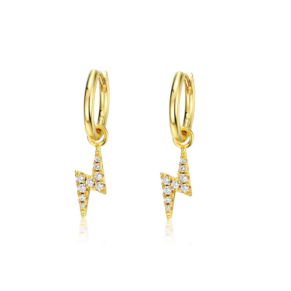 Trendy Small Gold Hoop Earrings with Crystal Lightning Bolt, Star, Cross, Spike & Butterfly Charms - Punk Jewelry for Women | Perfect Gift for Parties, Concerts & Everyday Wear