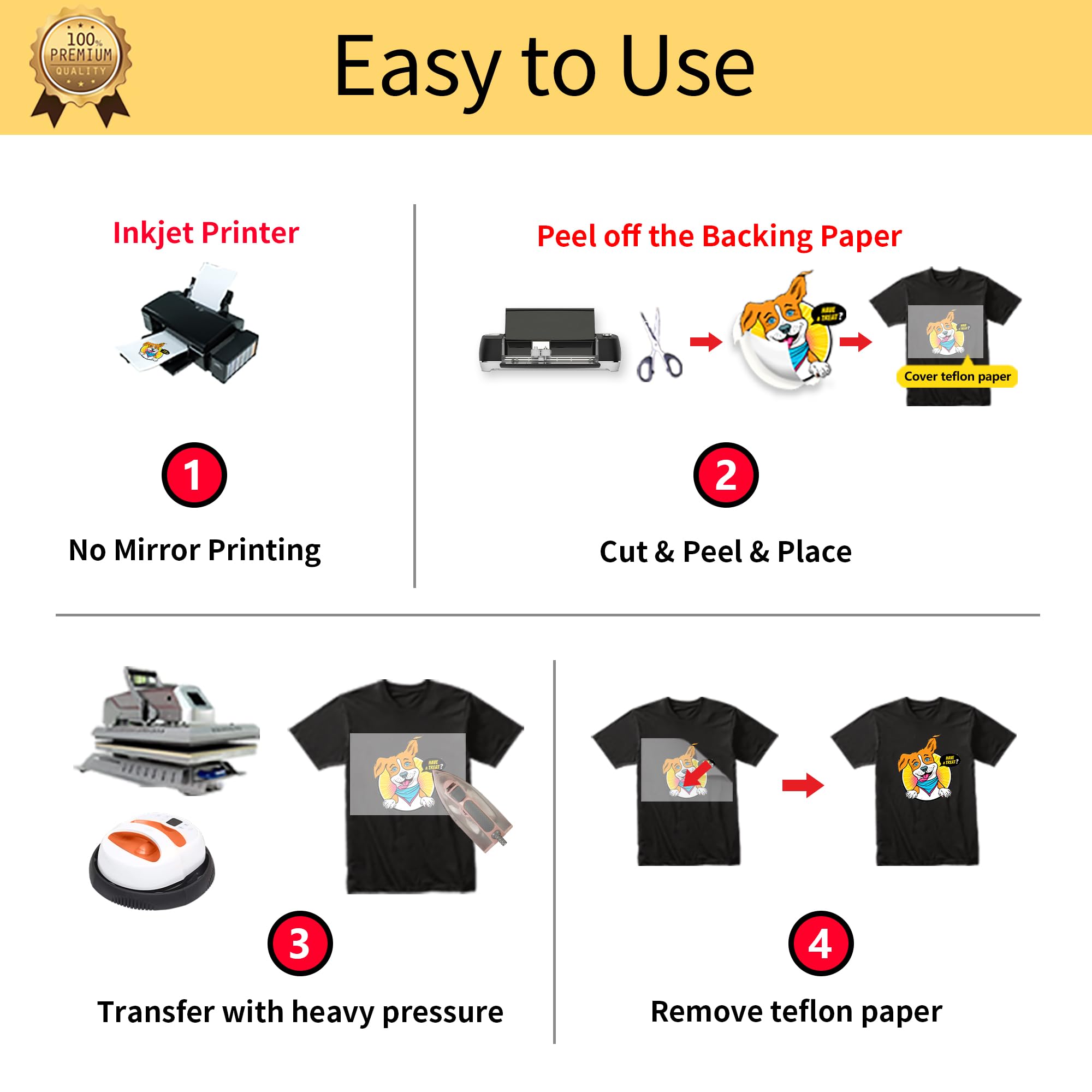 TransOurDream Tru-Iron Heat Transfer Paper for Dark & Light T-Shirts - 42 Sheets (8.5x11