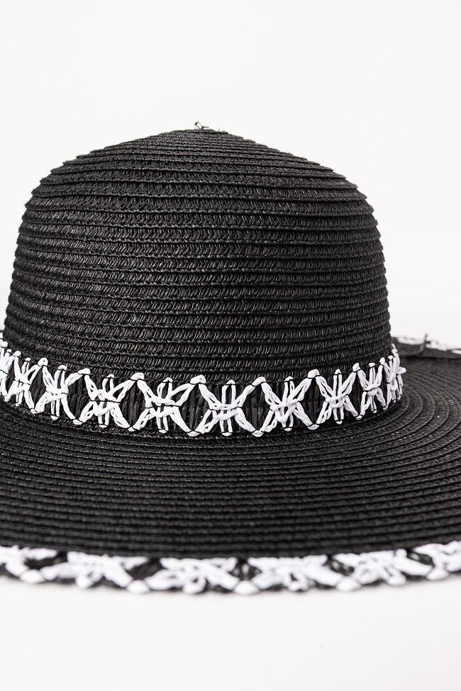 Stylish Black Stitch Brim Straw Hat for Women - Summer Beach Sun Hat with Wide Brim - Perfect for Outdoor, Vacation, and Fashion Accessories