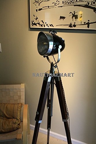 Vintage Industrial Tripod Floor Lamp with Adjustable Height - Rustic Home Decor Lighting for Living Room, Bedroom & Office by NAUTICALMART - Perfect for Reading Nook, Cozy Corner & Modern Farmhouse Style
