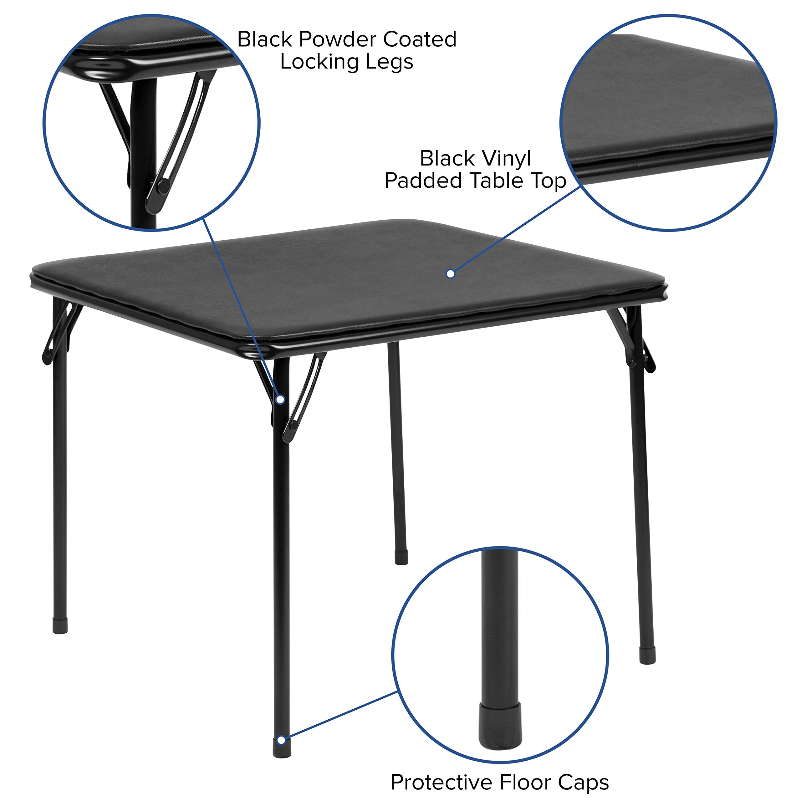 EMMA + OLIVER Kids 5-Piece Folding Activity Table and Chair Set - Black, Sturdy & Space-Saving for Home, Daycare, Preschool & Playroom - Perfect for Arts & Crafts, Snack Time & Learning Activities
