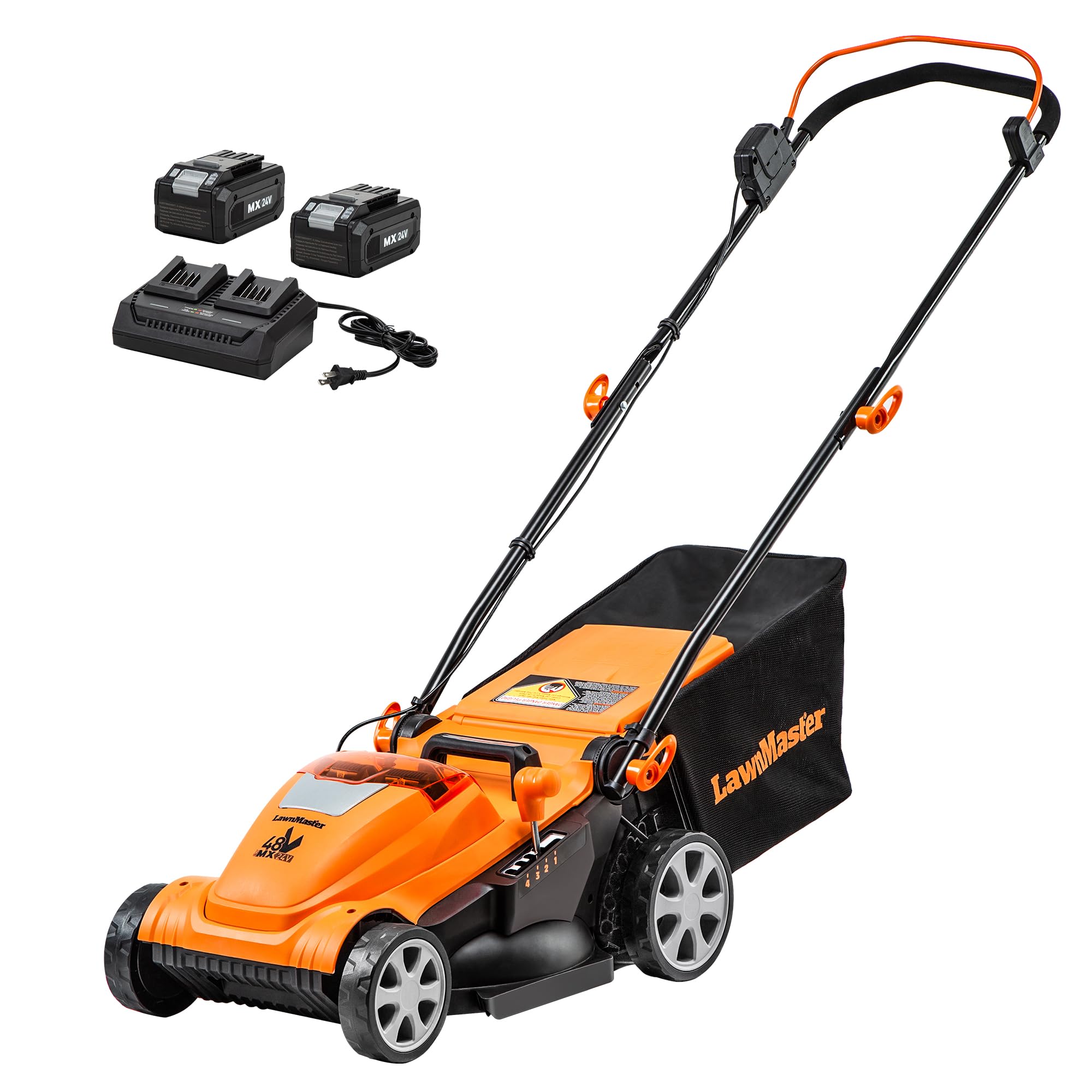 LawnMaster CLMF4815E 48V MAX* 15-Inch Brushless Cordless Lawn Mower with 2X24V MAX* 4.0Ah Batteries & Dual Charger - Perfect for Small to Medium Yards, Quiet & Eco-Friendly Mowing