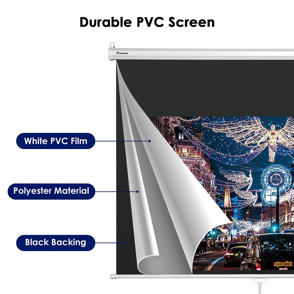 TheLAShop 72 Inch Manual Pull Down Projector Screen - 16:9 Aspect Ratio (63x35 Inches) for Home Theater, Outdoor Movies & Presentations