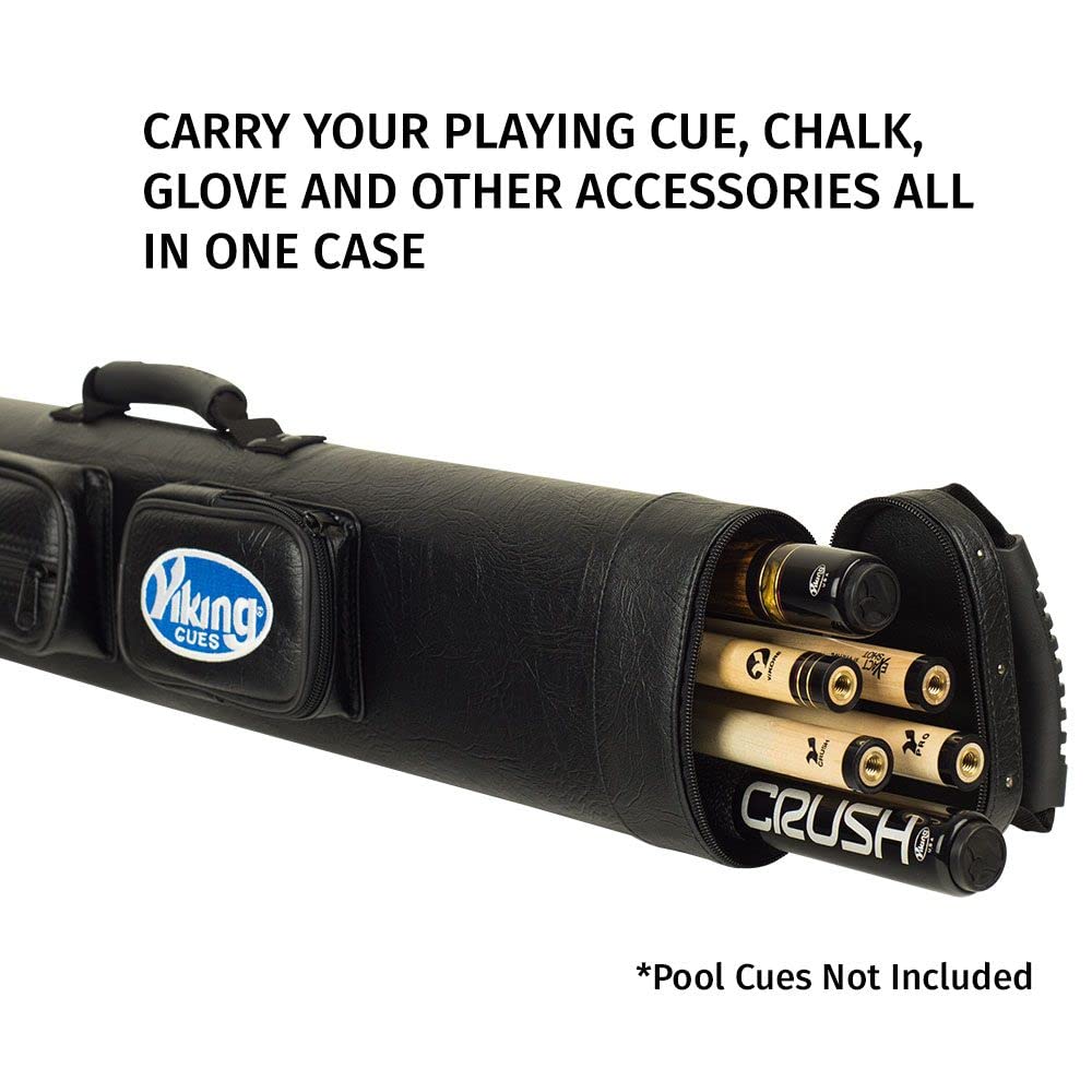 **Viking Pool Cue Case - Durable Vinyl Shell & Soft Felt Interior with Adjustable Shoulder Strap - Billiard Cue Storage Bag for Pool Sticks - Perfect for Travel, Tournaments & Home Use**