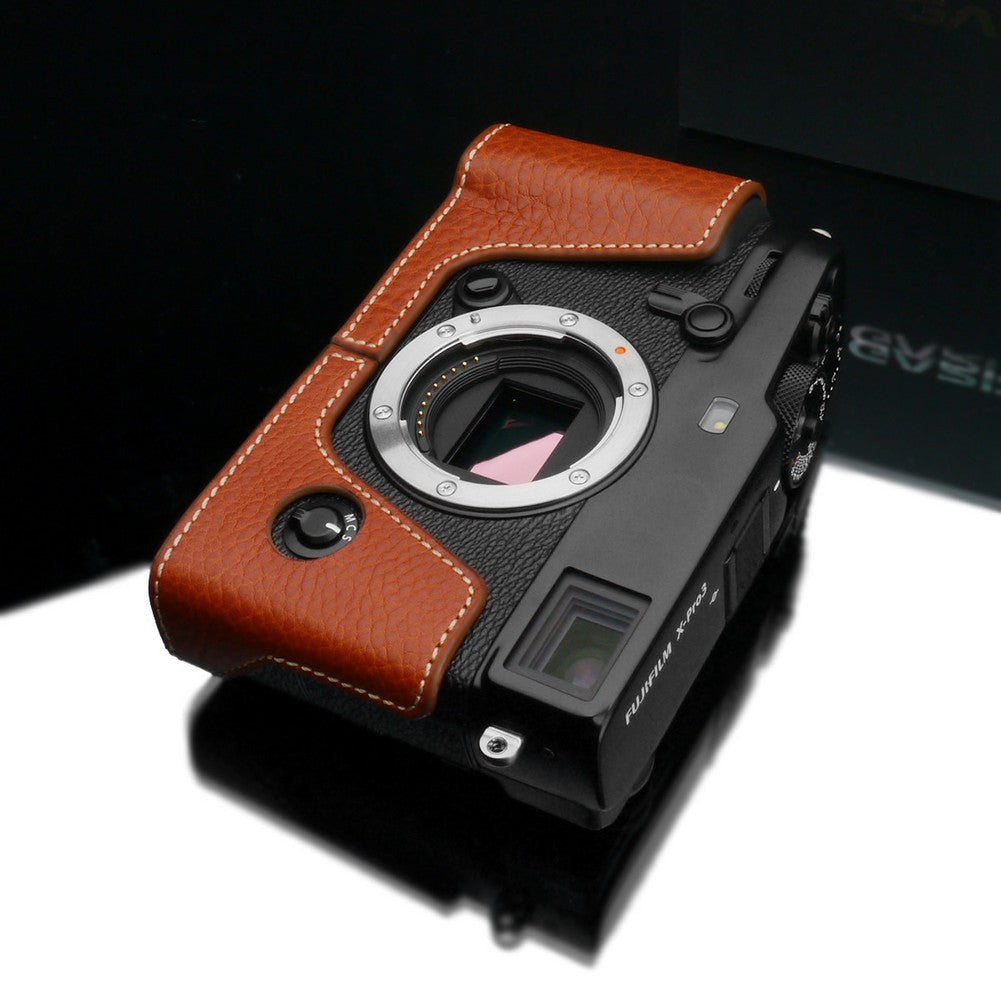 Gariz XS CHXP3CM Genuine Camel Leather Half Case for Fujifilm X-Pro3 Camera - Premium Protection & Style for Travel & Street Photography