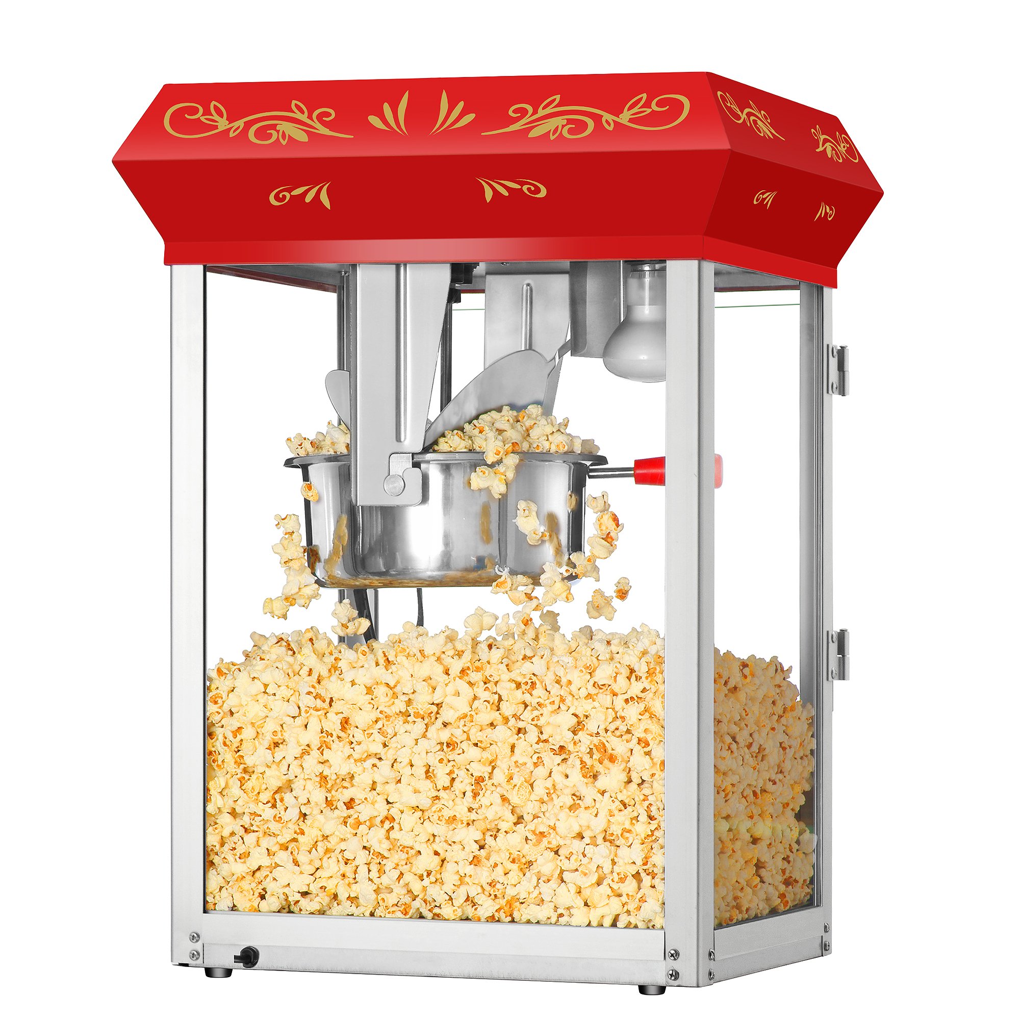 Superior Popcorn Machine 3 Gallon with 8oz Kettle - Commercial Countertop Popcorn Popper with Warming Tray & Scoop - Perfect for Movie Nights, Parties, and Concession Stands (Red)