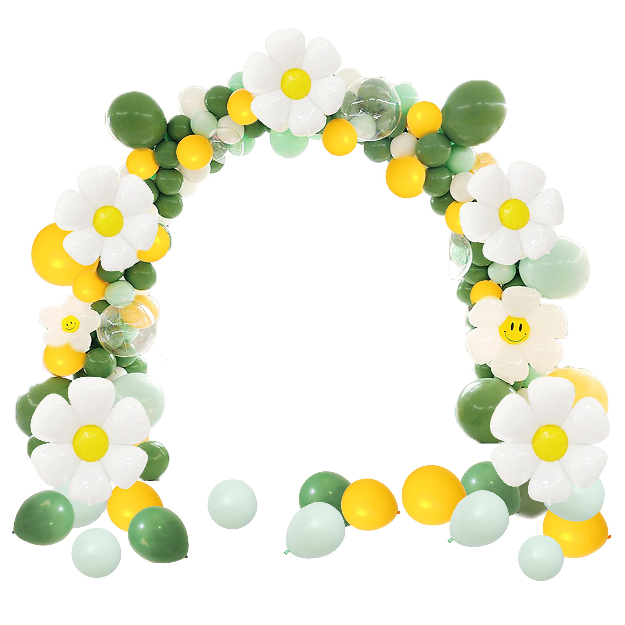 Primo Lines Green Daisy Balloon Garland Kit - 155 Pcs Olive Green & Eucalyptus Daisy Balloons for Wedding, Anniversary, Birthday Party Decorations | Perfect for Baby Showers, Bridal Showers, and Garden Themed Events