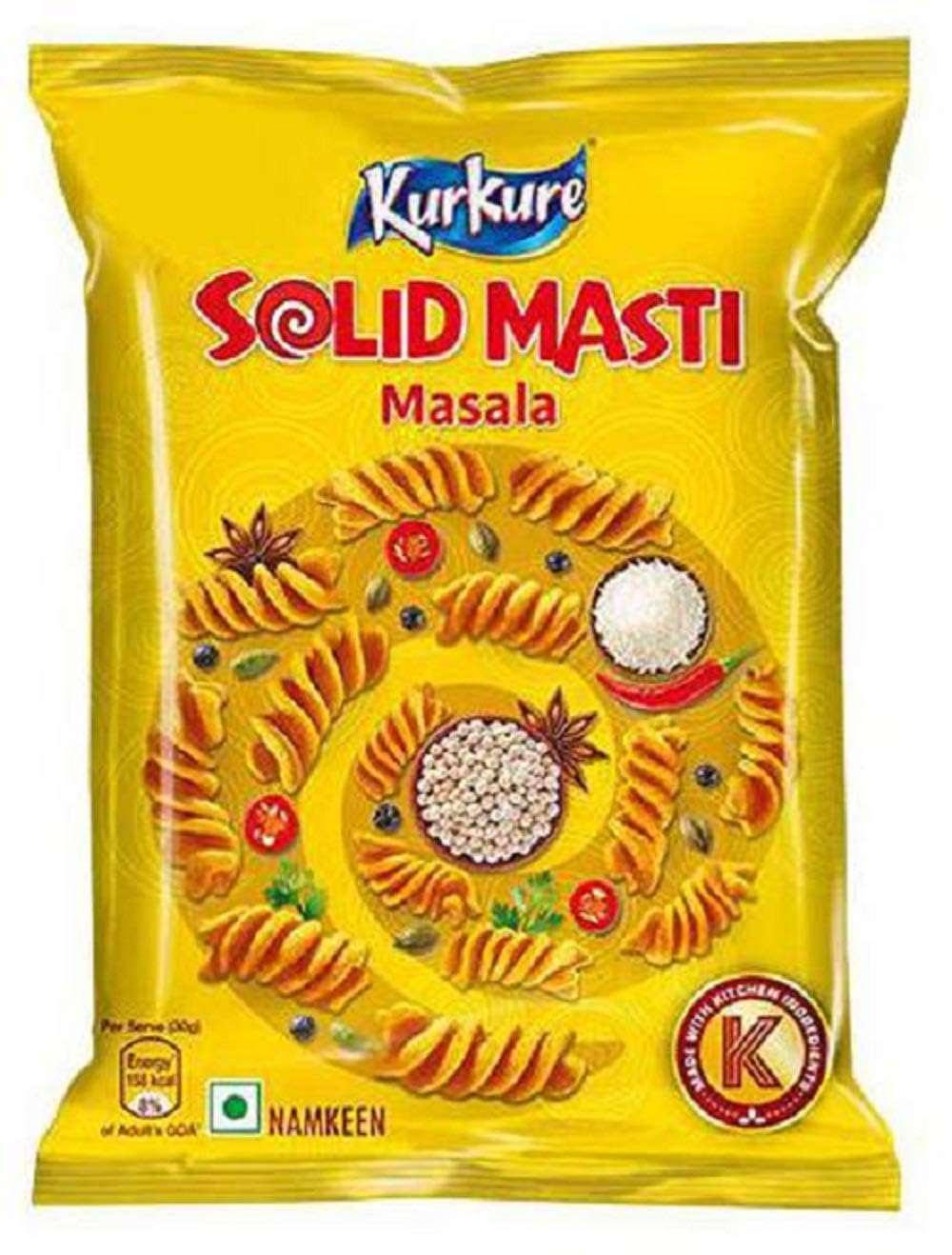 Kurkure Solid Masti Crunchy Snacks - 90g (3.17oz) Vegetarian Namkeen Chips - Authentic Indian Street Food - Perfect for Parties, Movie Nights & Road Trips