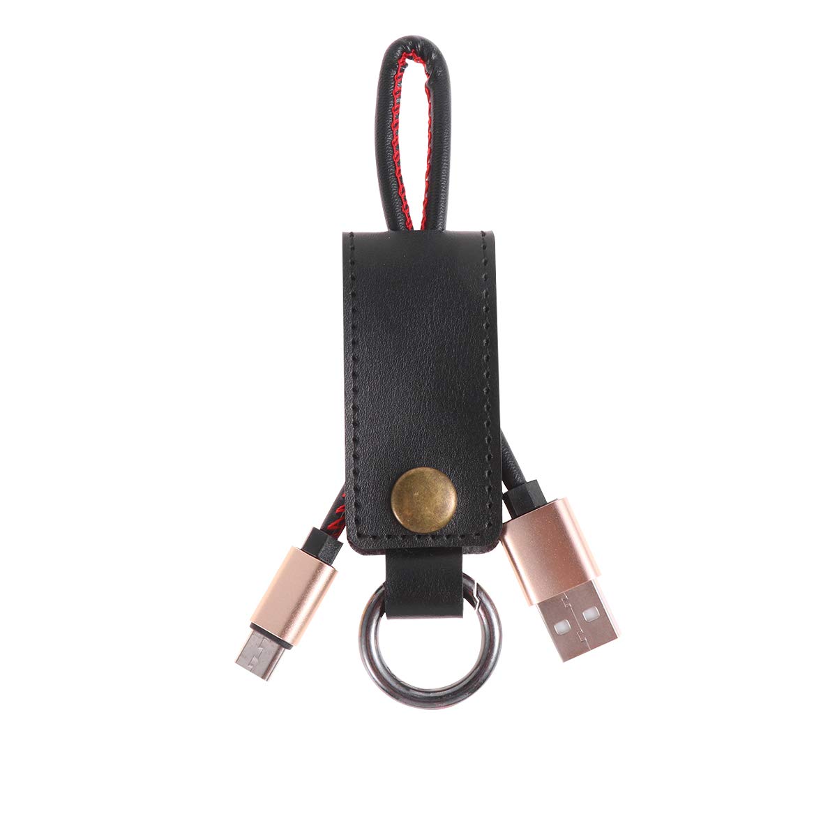Portable PU Leather USB Charging Cable Keychain with Type C Connector - Fast Charging Data Sync Cable for Smartphones (Perfect for Travel, Office & Daily Commute)