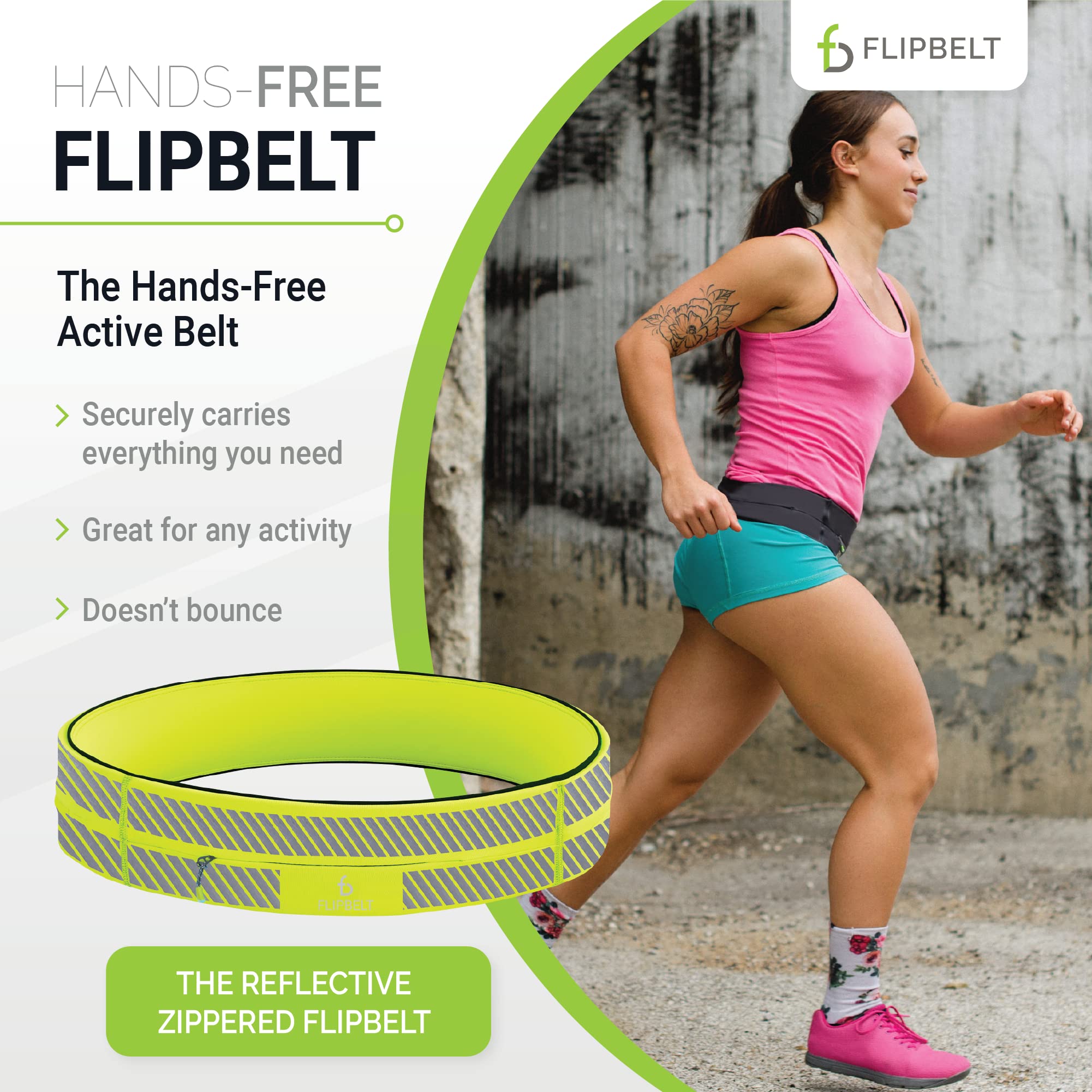 FlipBelt Zipper Running Belt - Adjustable Waist Pack for Fitness, Jogging & Hiking - Secure Storage for Phone, Keys & Essentials - Perfect for Outdoor Activities & Gym Workouts - Made in USA