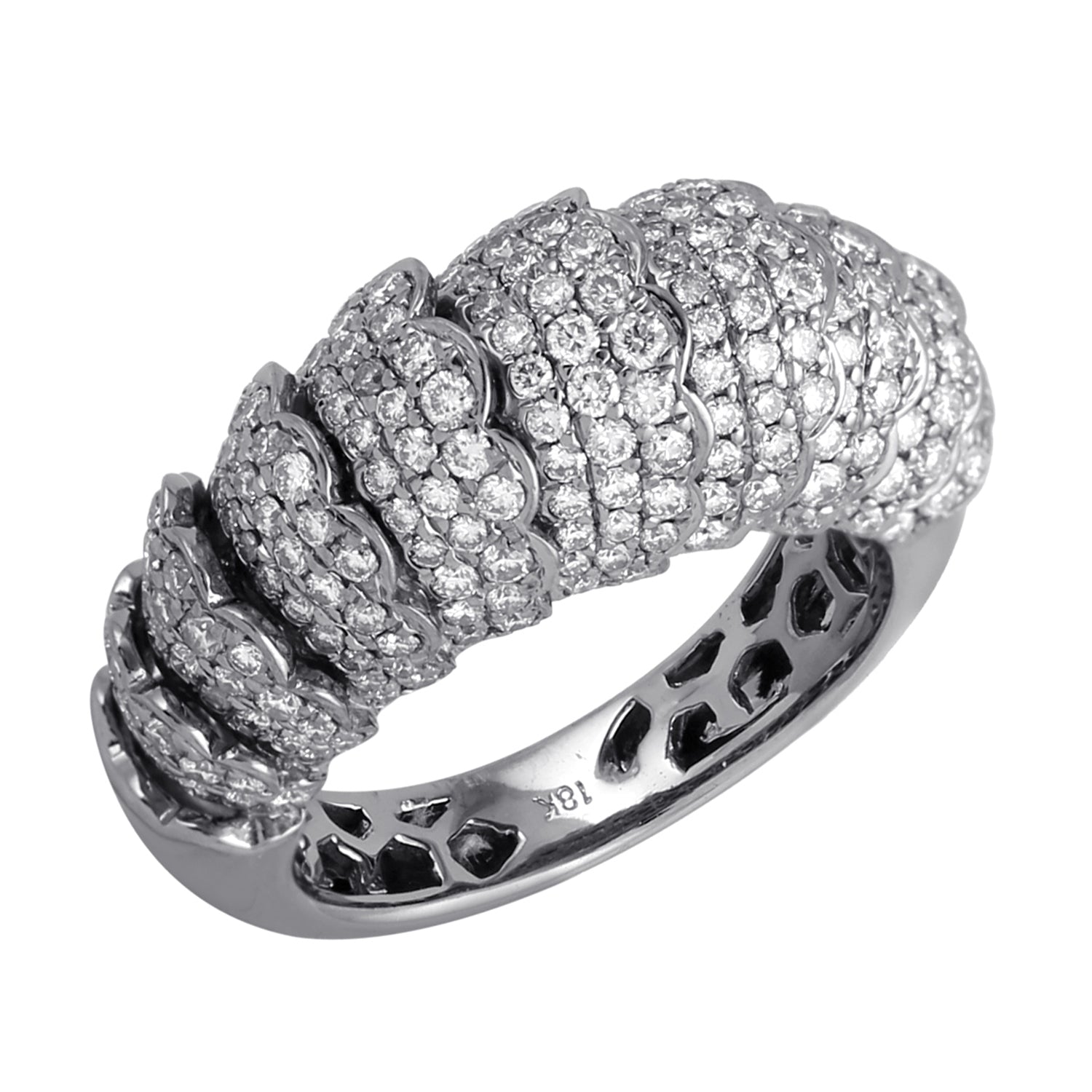 18K White & Oxidized Gold Micro Pave Diamond Designer Band Ring for Women - Elegant Stackable Ring for Wedding, Anniversary & Everyday Wear