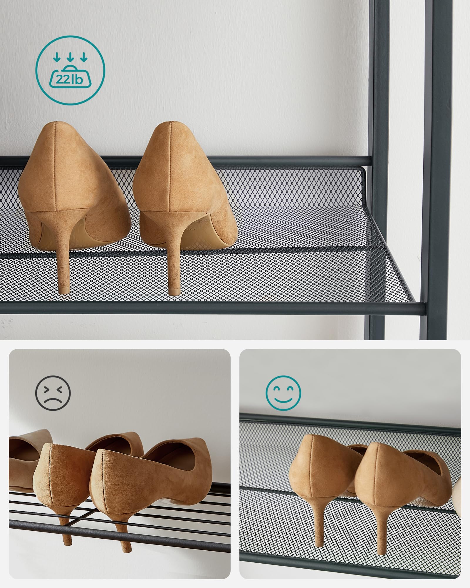 SONGMICS 12-Tier Metal Shoe Rack Organizer - Stackable Shoe Storage Shelf for Entryway, Closet & Garage - Adjustable Shelves Holds 48+ Pairs - Bronze (ULMR12A) | Perfect for Small Spaces, Apartment Organization & Shoe Lovers Collection
