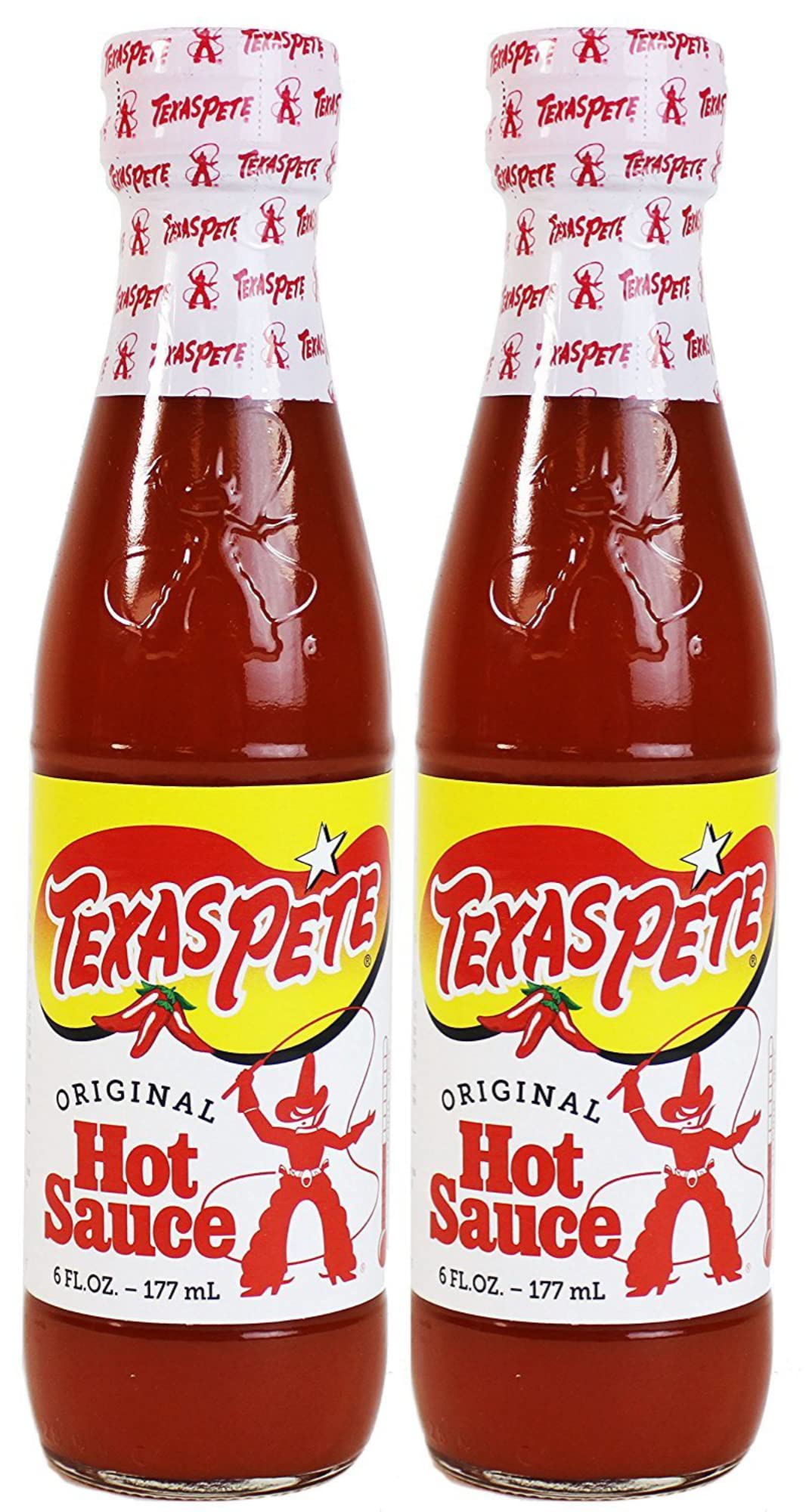 Texas Pete Original Hot Sauce 6 oz. (Pack of 2) - Spicy Flavor for Wings, Tacos, Burgers & BBQ - Hot Chili Pepper Sauce for Cooking & Grilling
