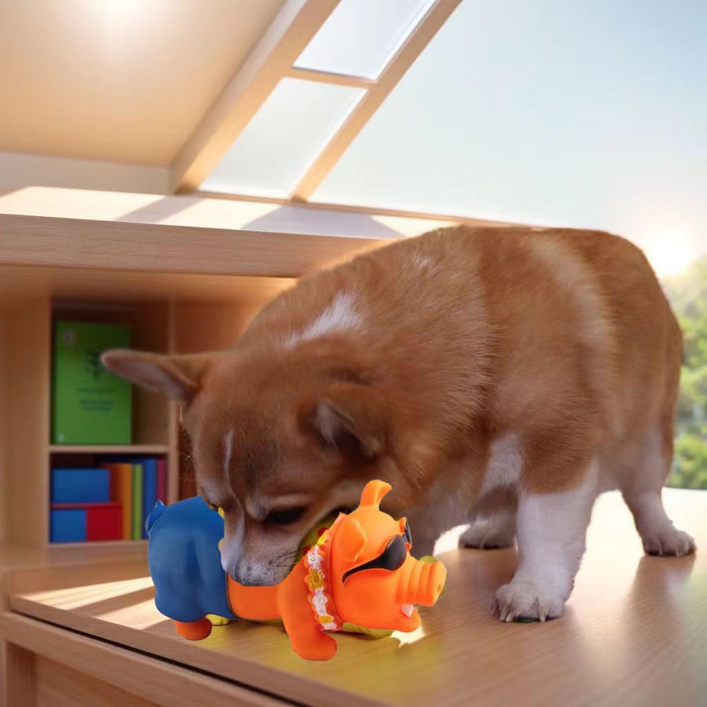 Durable Squeaky Pig Dog Toy for Playful Pups - Fun Orange Swimming Pig Chew Toy for Small & Medium Dogs - Perfect for Indoor Play, Outdoor Fetch & Training Rewards