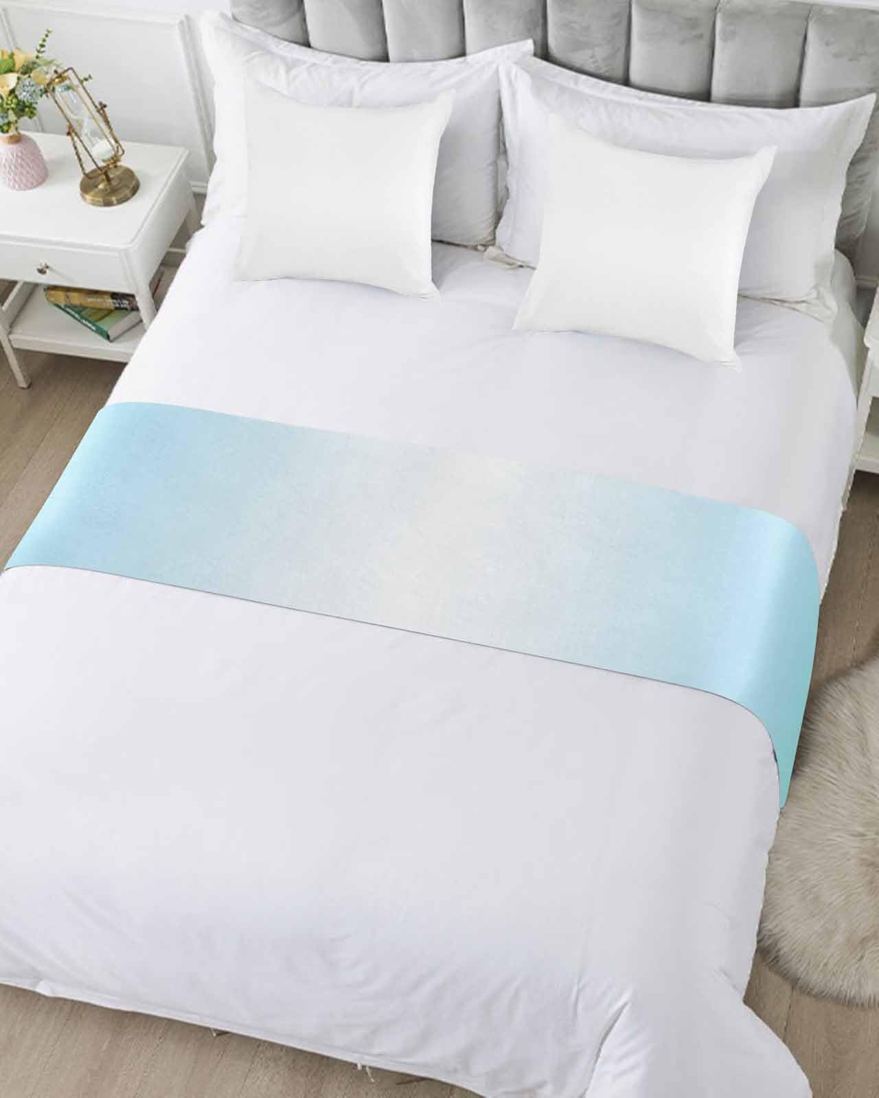 King Size Bed Runner - Blue Ombre Coastal Bed Scarf Throw for Foot of Bed (94