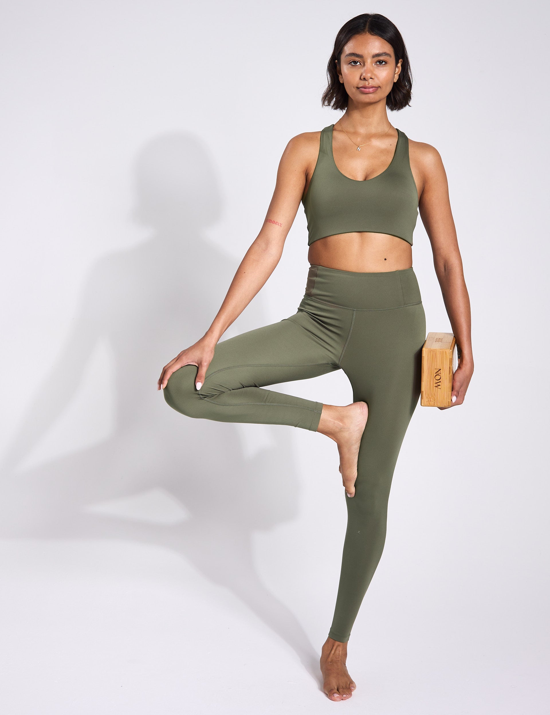 FLOAT High Waisted Yoga Leggings for Women - Comfortable Workout Pants in Cured Green | Perfect for Yoga, Gym & Everyday Wear