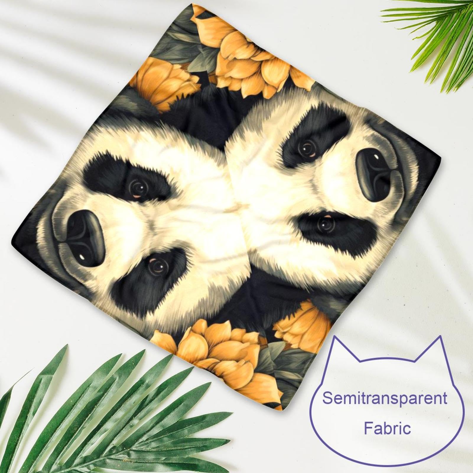Dog Bandanas for Small Medium Large Pets - 2-Piece Set with Panda Bear & Sunflower Designs - Fashionable Pet Scarf Accessories for Dogs & Cats - Perfect for Daily Walks, Photo Shoots & Special Occasions