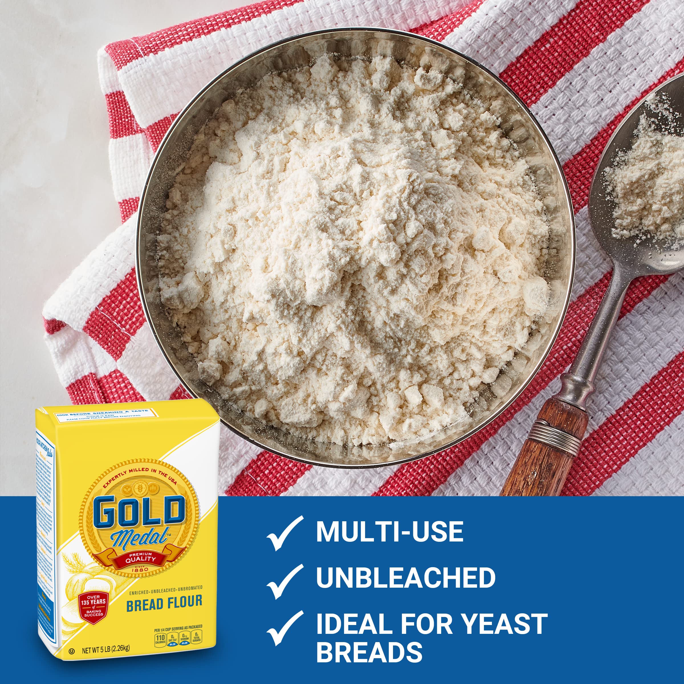 Premium Unbleached Bread Flour - Gold Medal Quality, 5 lb Bag | Perfect for Artisan Bread, Pizza Dough & Homemade Pastries