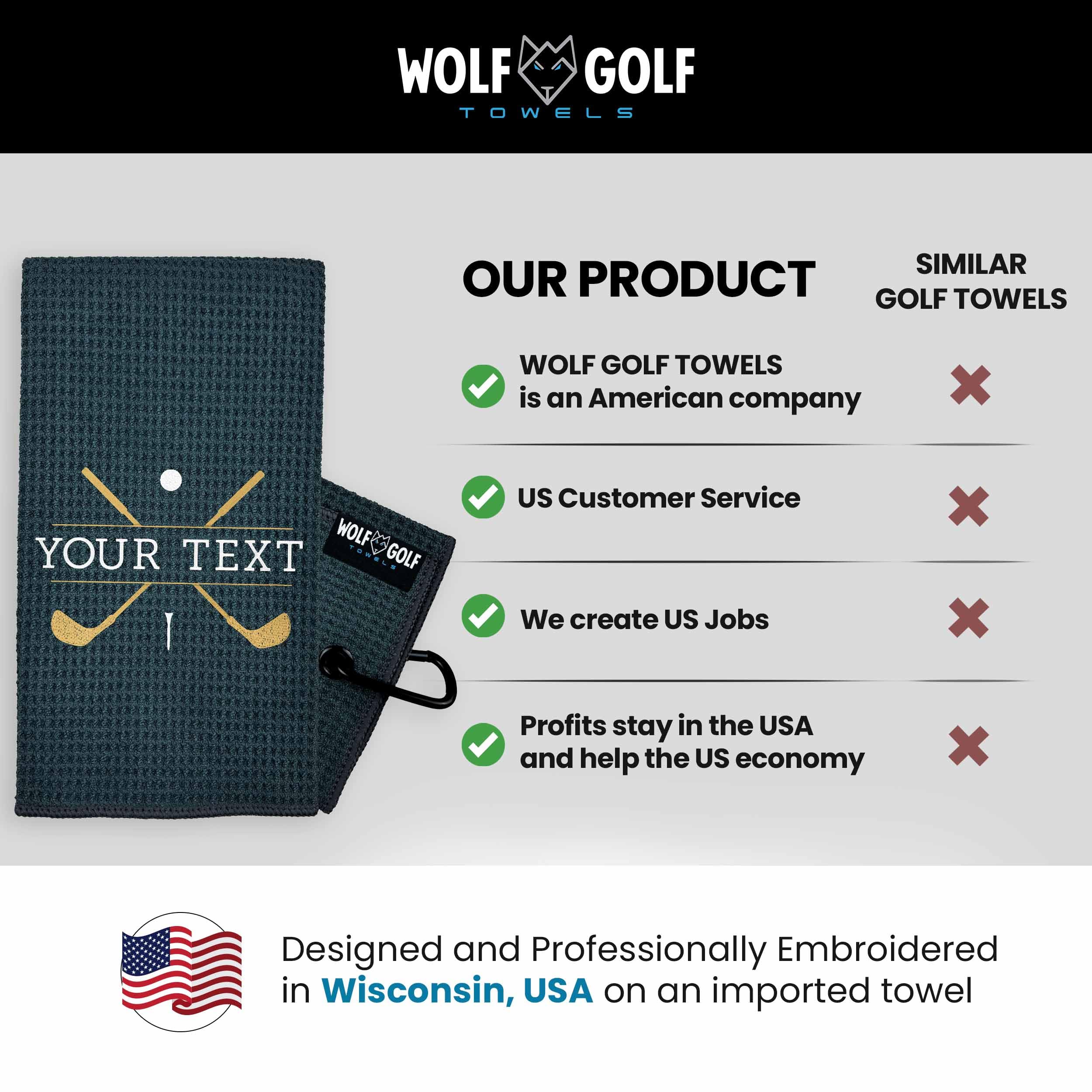 Custom Personalized Golf Towel for Golf Bags - Monogrammed Sports Towel for Men & Women - Perfect for Golf Courses, Driving Range & Club Gifts