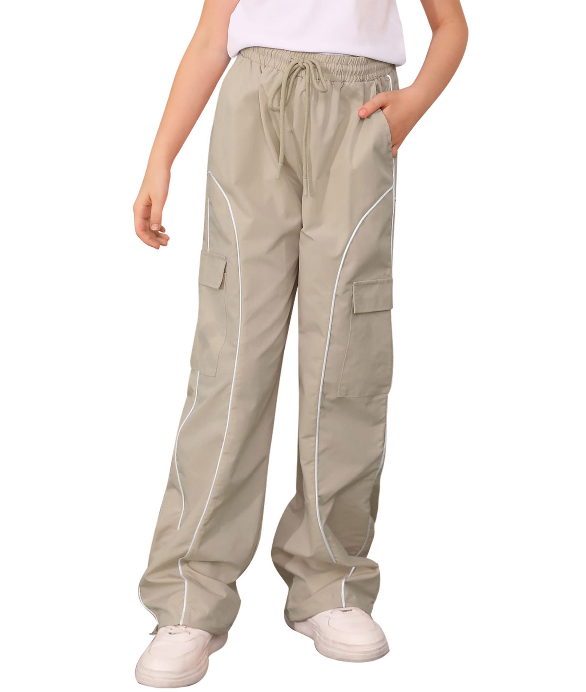 Vogseek Girls Cargo Pants for 7-14 Years | Y2K Joggers Trousers | Kids Baggy Pants with Pockets | Casual Wear, School Outfits & Street Style Fashion