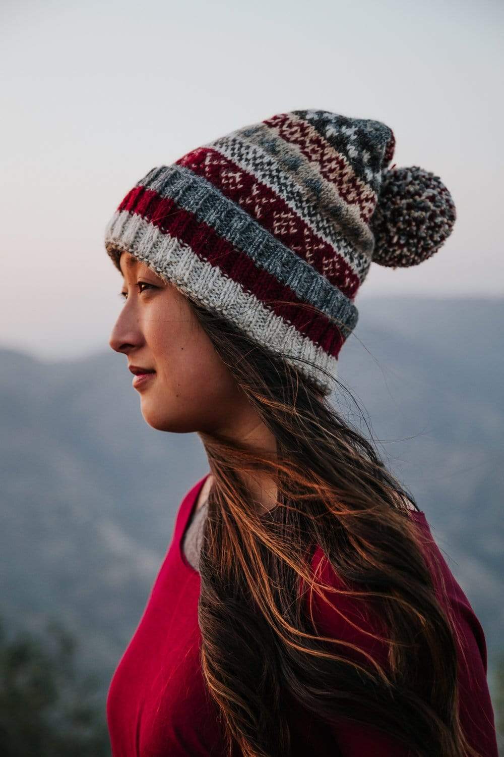 Handmade Himalayan Wool Hat for Men & Women - Warm Winter Beanie for Outdoor Activities, Hiking, and Skiing