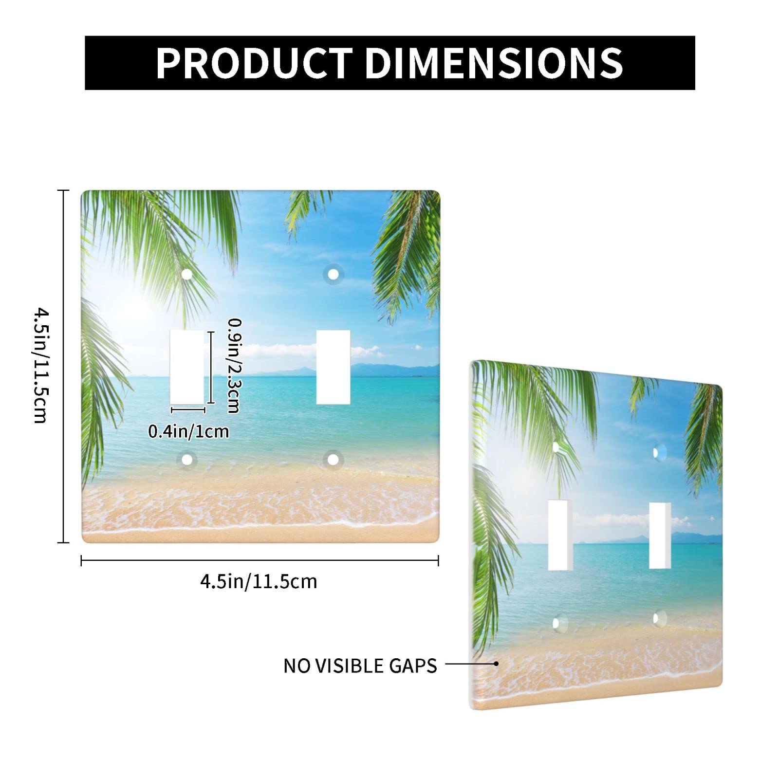Seascape Ocean Beach Light Switch Cover - Decorative 2-Gang Wall Plate for Double Toggle Switch - Standard Size Light Switch Faceplate - Perfect for Coastal, Beach House & Nautical Home Decor