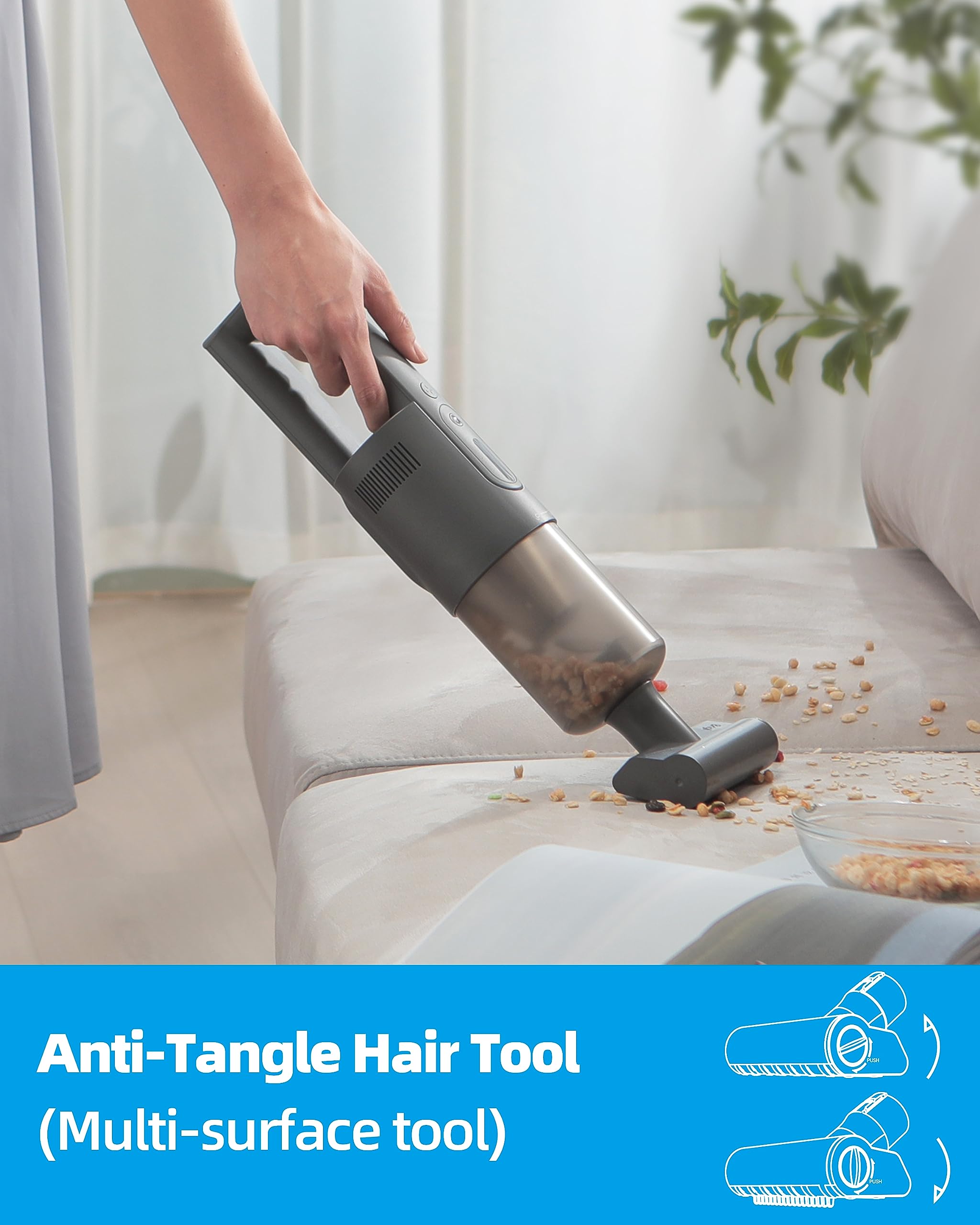 Brigii Cordless Pet Hair Vacuum Cleaner - 14KPa Powerful Suction, Anti-Tangle Brush Tool, Brushless DC Motor, Triple Filtration System | USB-C Rechargeable, Wall Mountable H5 | Perfect for Stairs, Furniture & Car Pet Hair Removal