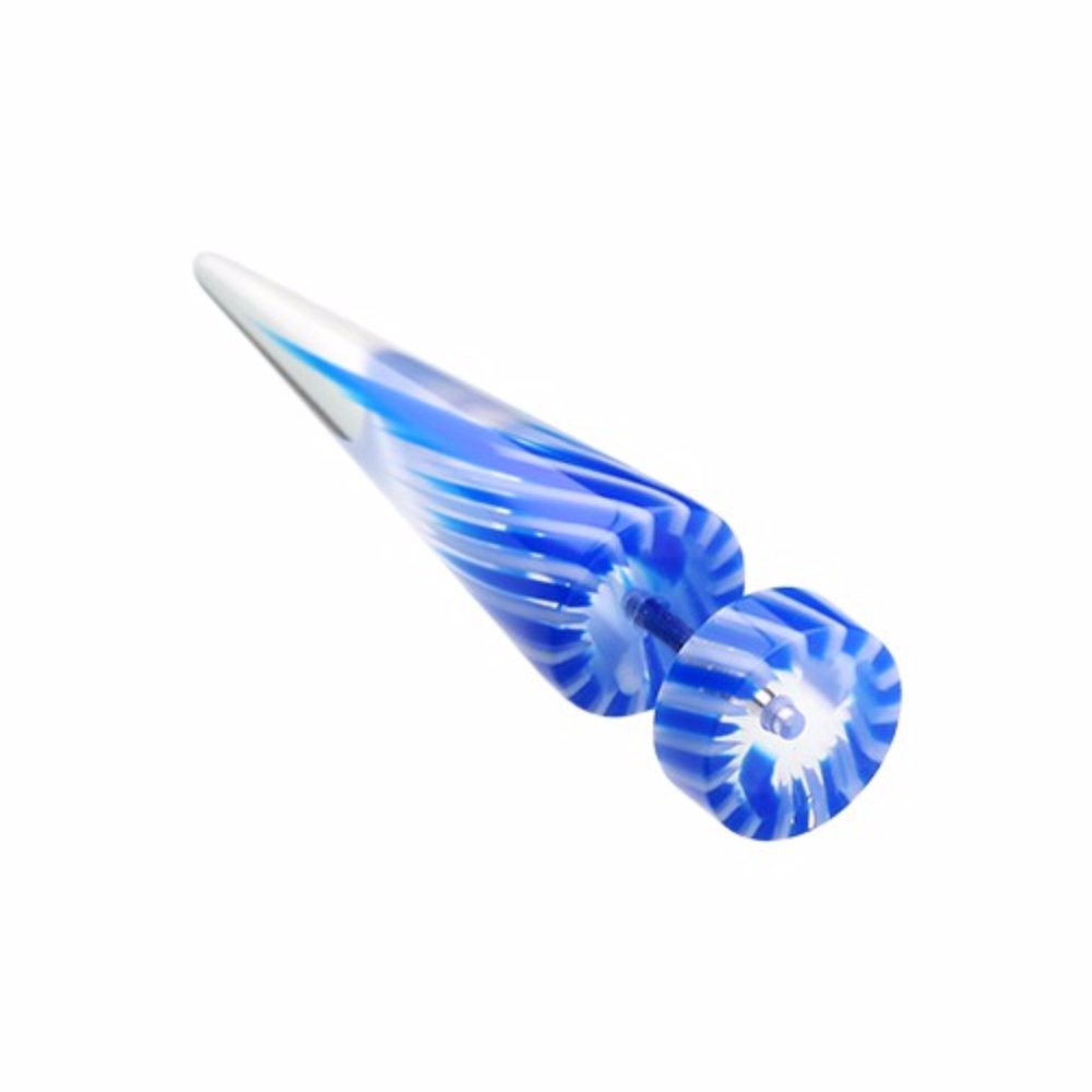 WildKlass Fake Taper Earrings - Pinwheel Stripe UV Acrylic Stretchers (Pair) - Perfect for Punk, Goth & Alternative Fashion Styles